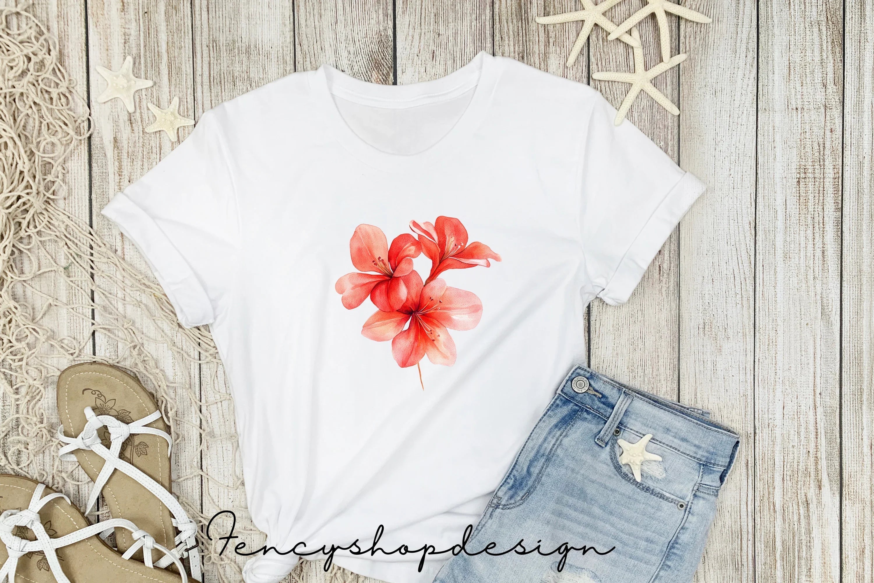 Vibrant Red Floral Clipart Bundle