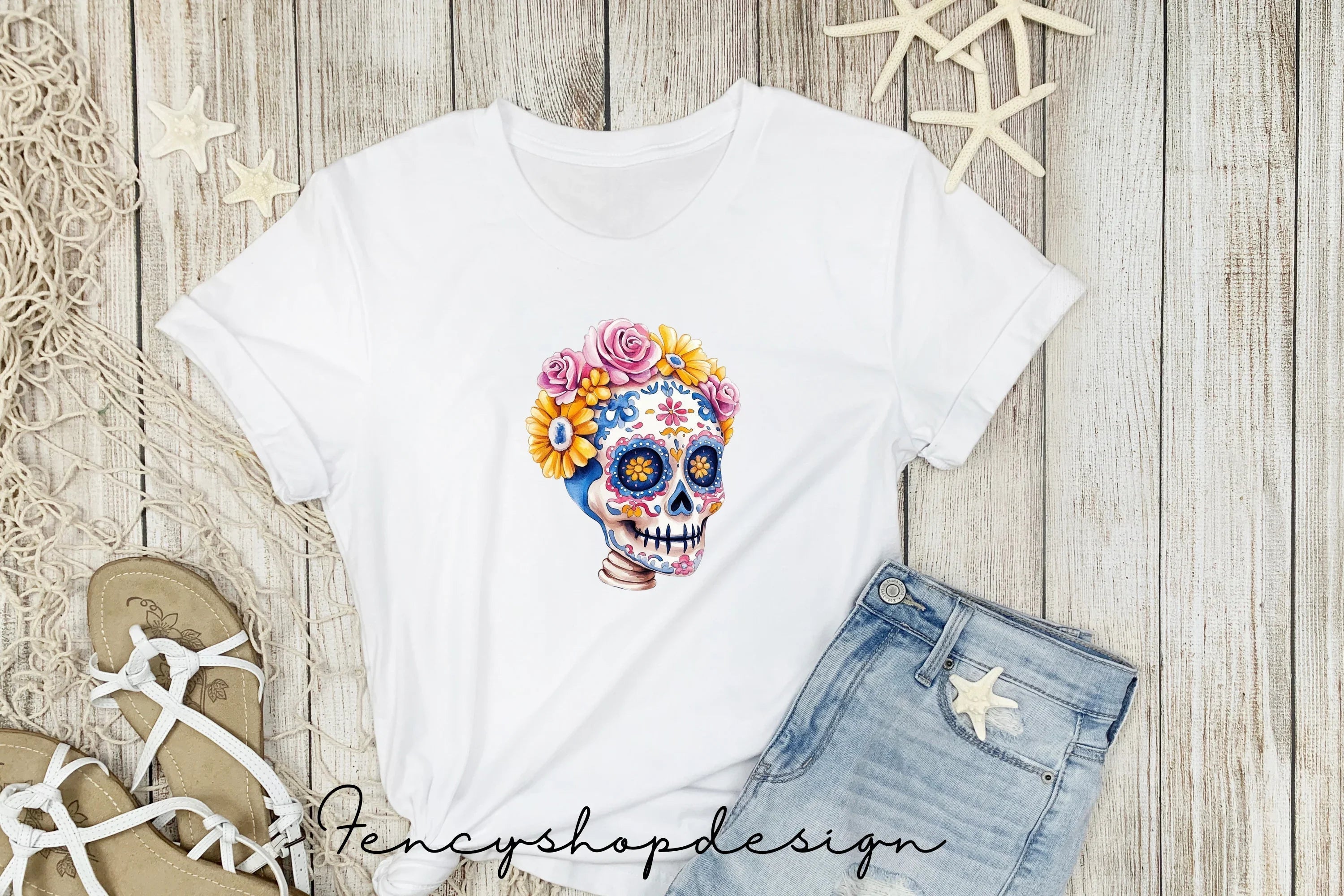 Colorful Sugar Skull Clipart Bundle