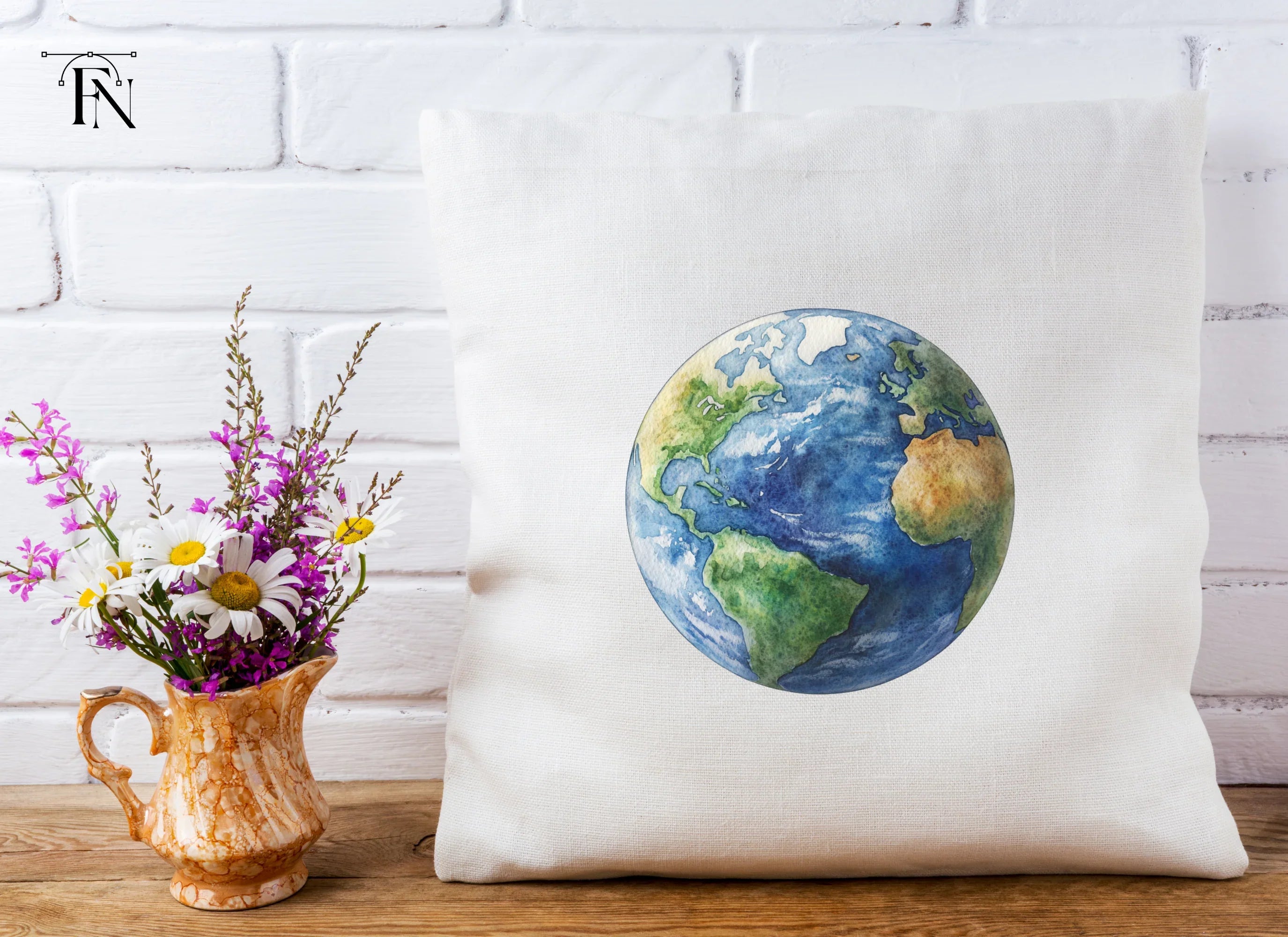 Hand Painted Earth Globes Clipart Bundle