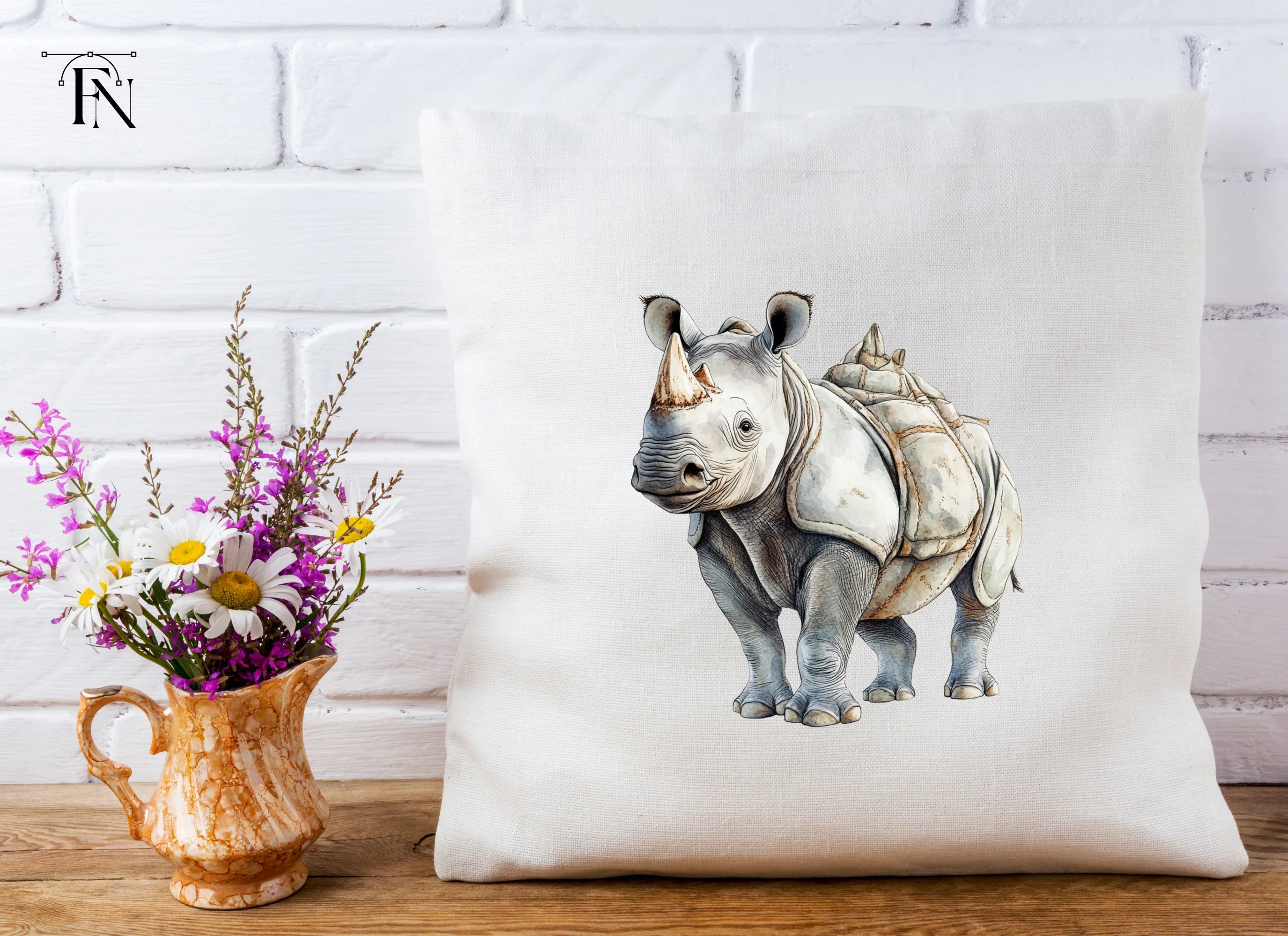 Baby Rhino Cute Wildlife Clipart Bundle