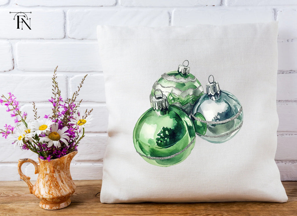 Green Christmas Ornaments Clipart Bundle