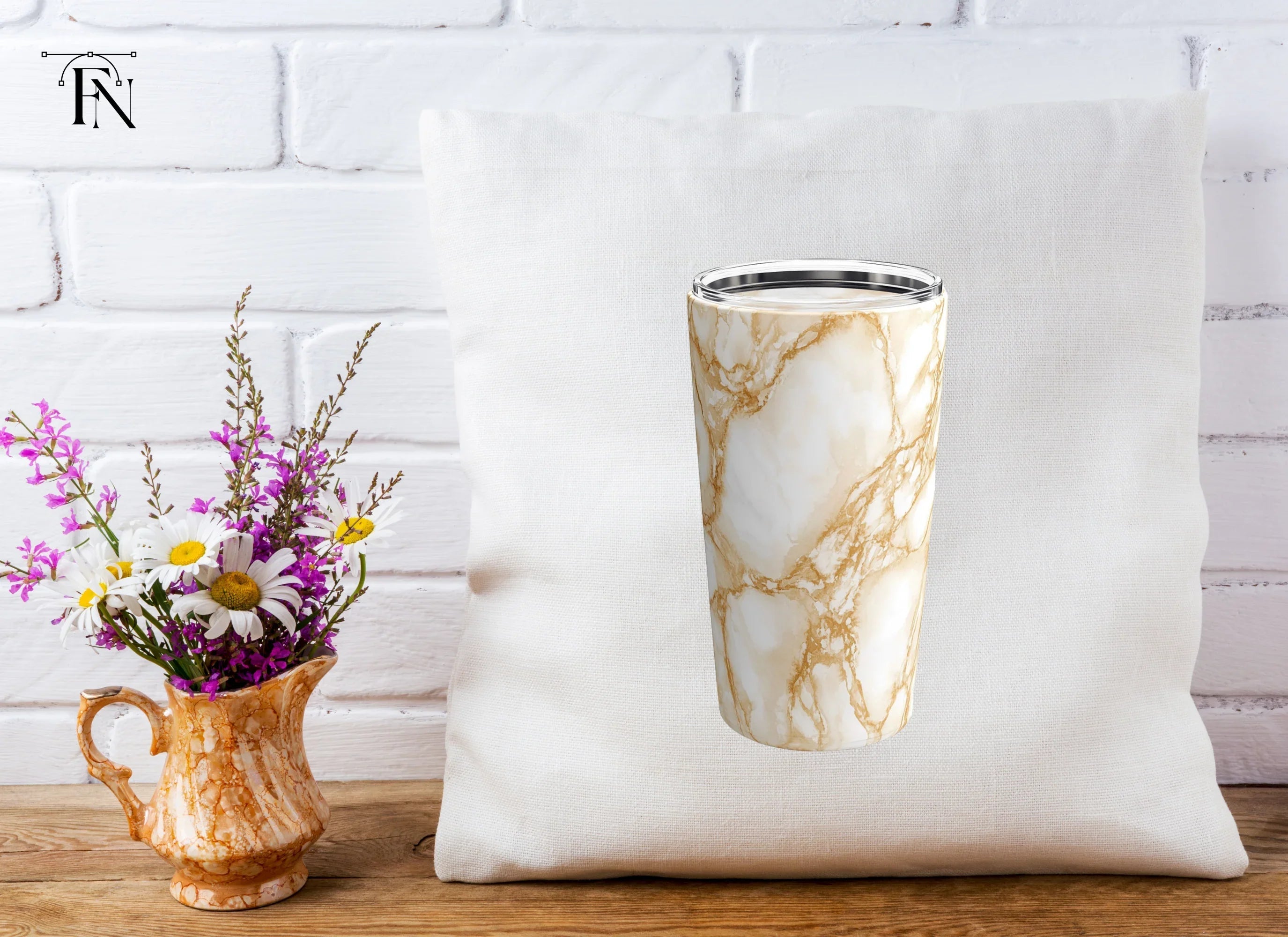 Gold Veined Marble Tumbler Clipart Bundle