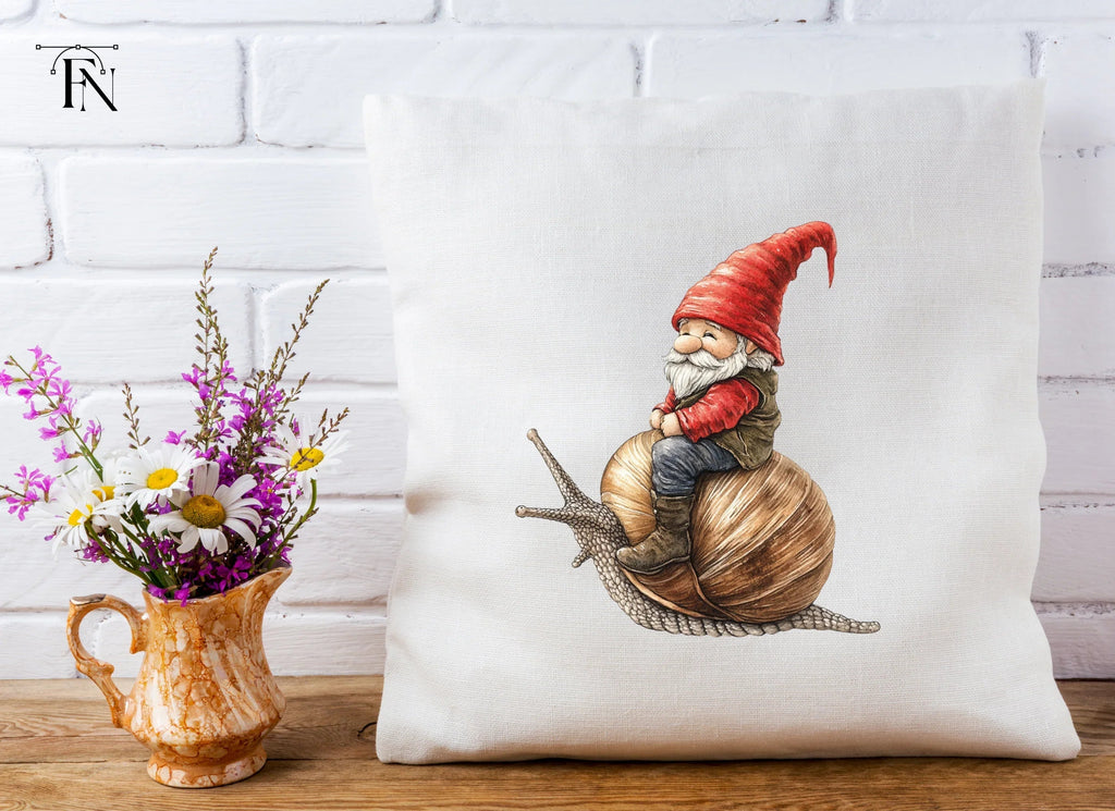 Red Hat Gnomes Riding Snails Clipart Bundle