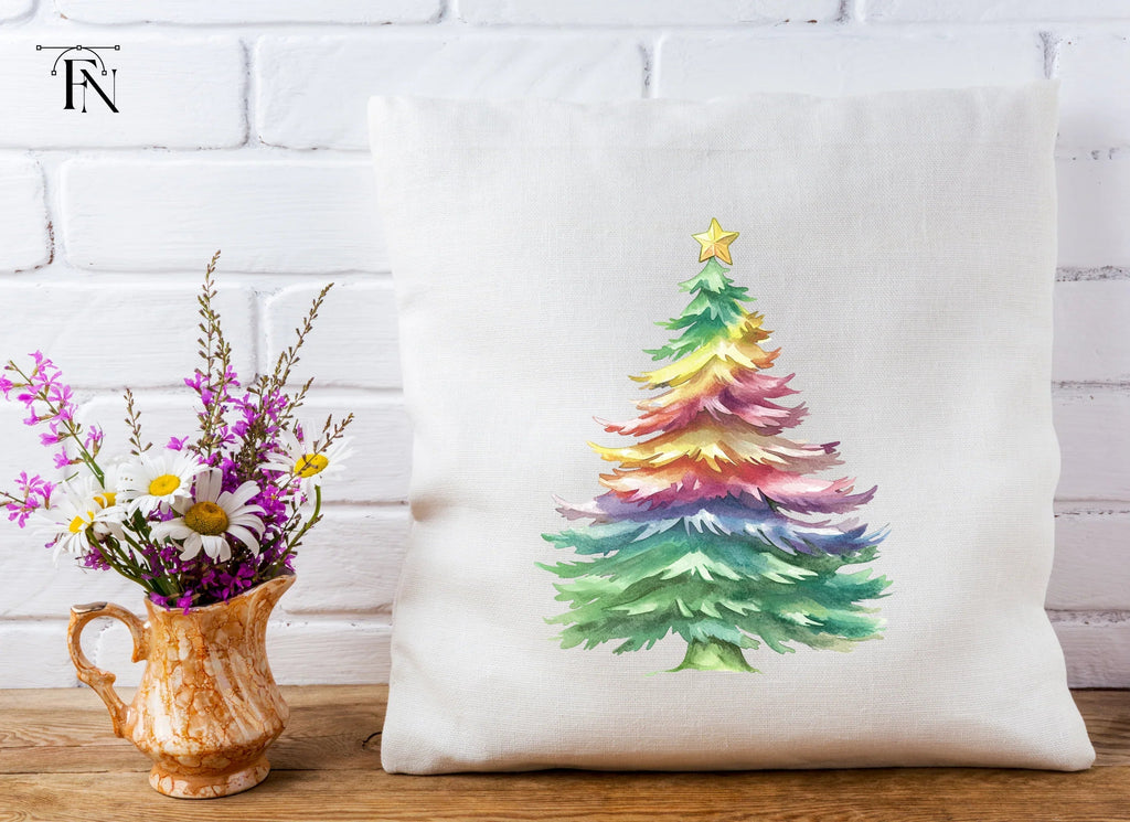 Rainbow Christmas Trees Clipart Bundle