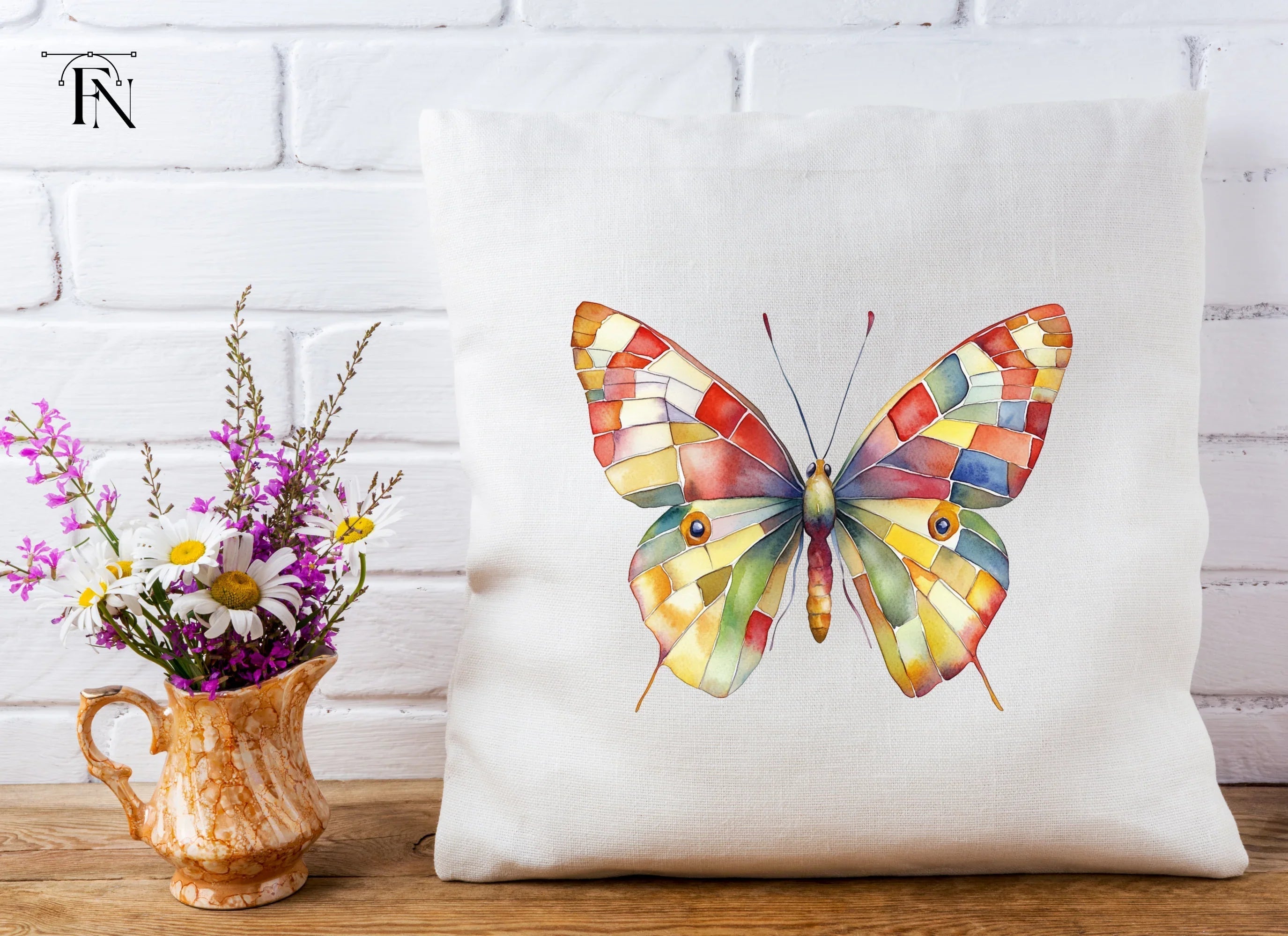 Vibrant Stained Glass Butterfly Clipart Bundle
