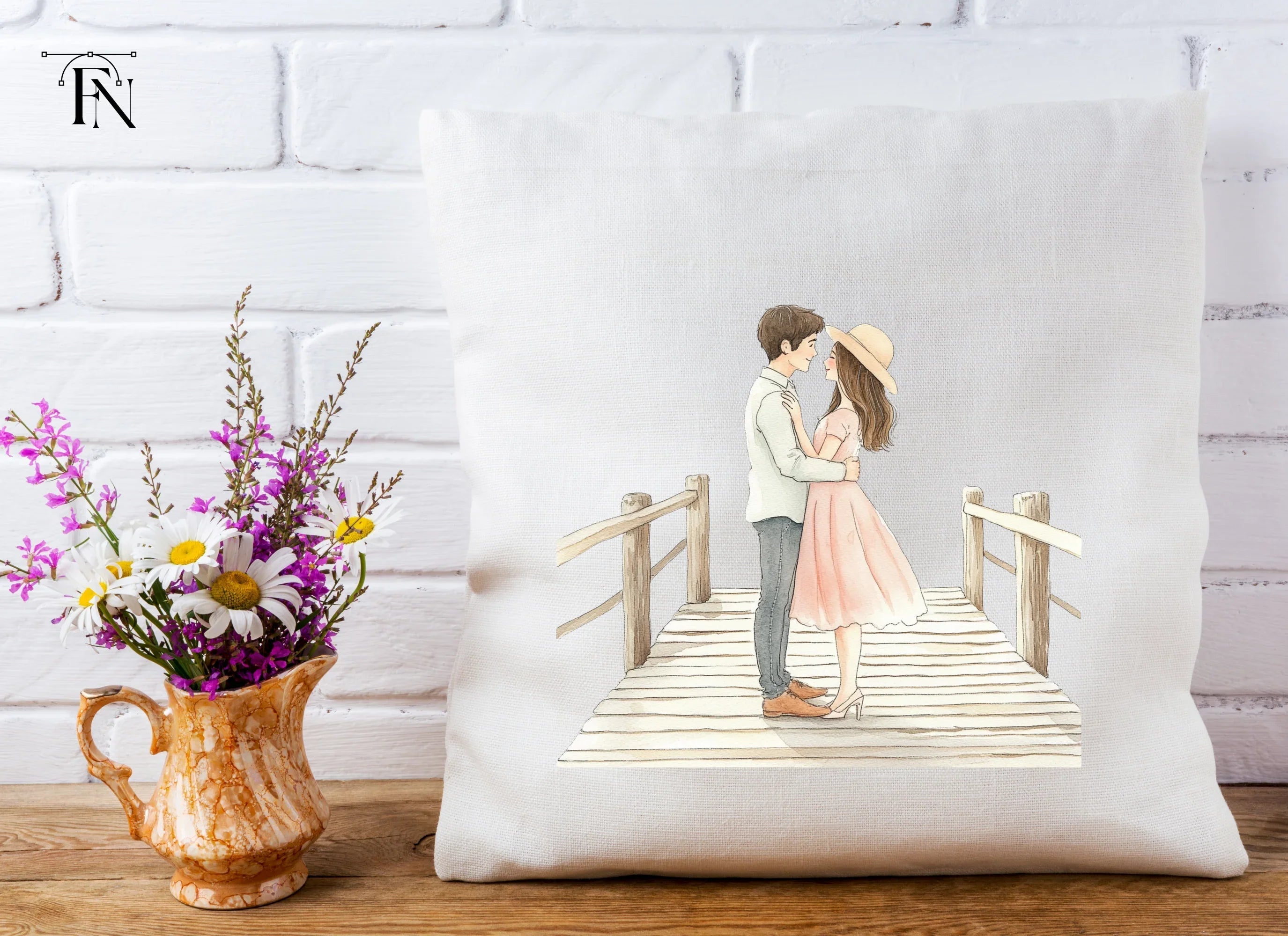 Embracing Couple on Bridge Clipart Bundle