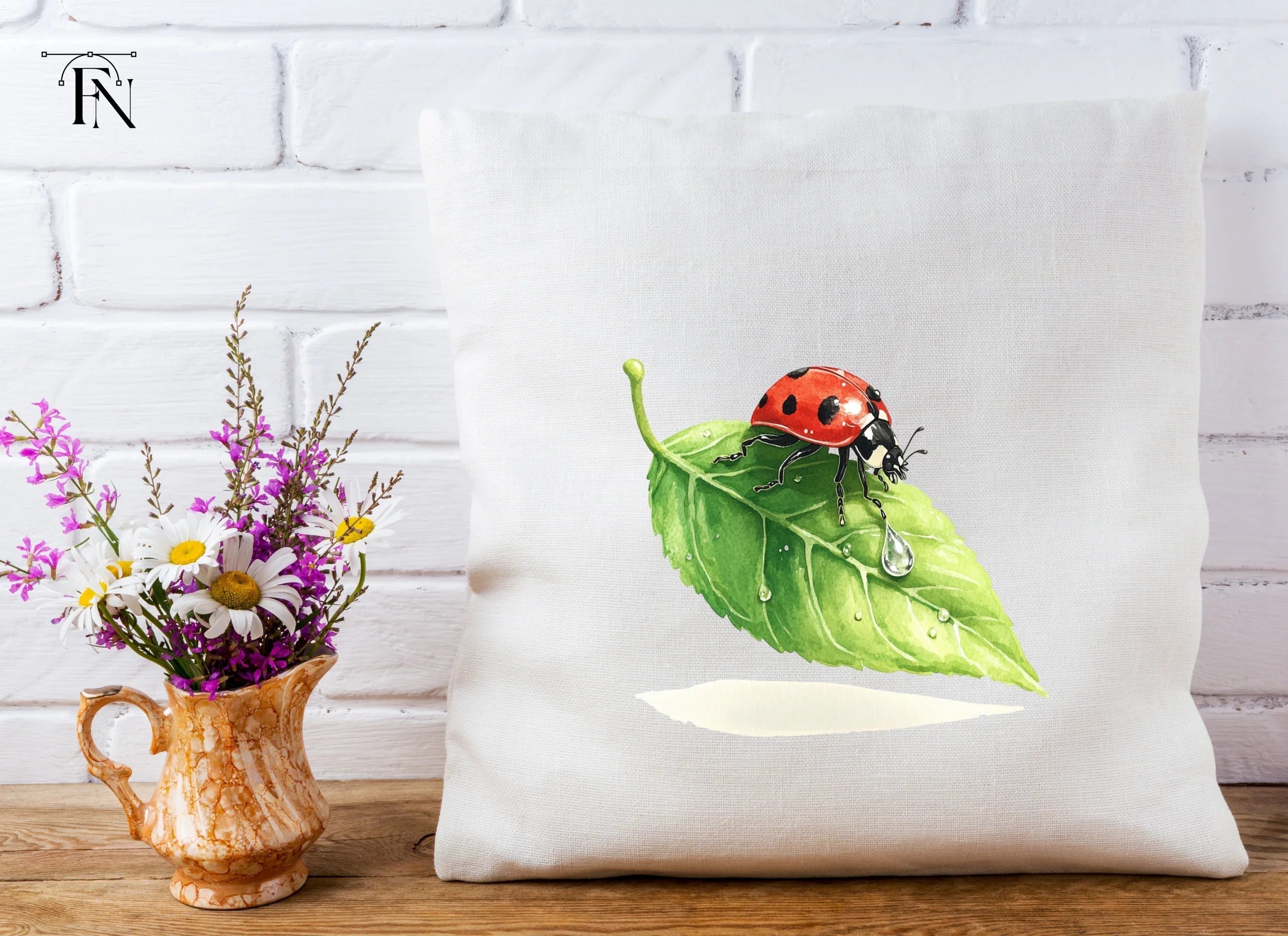 Ladybug on Leaf Clipart Bundle