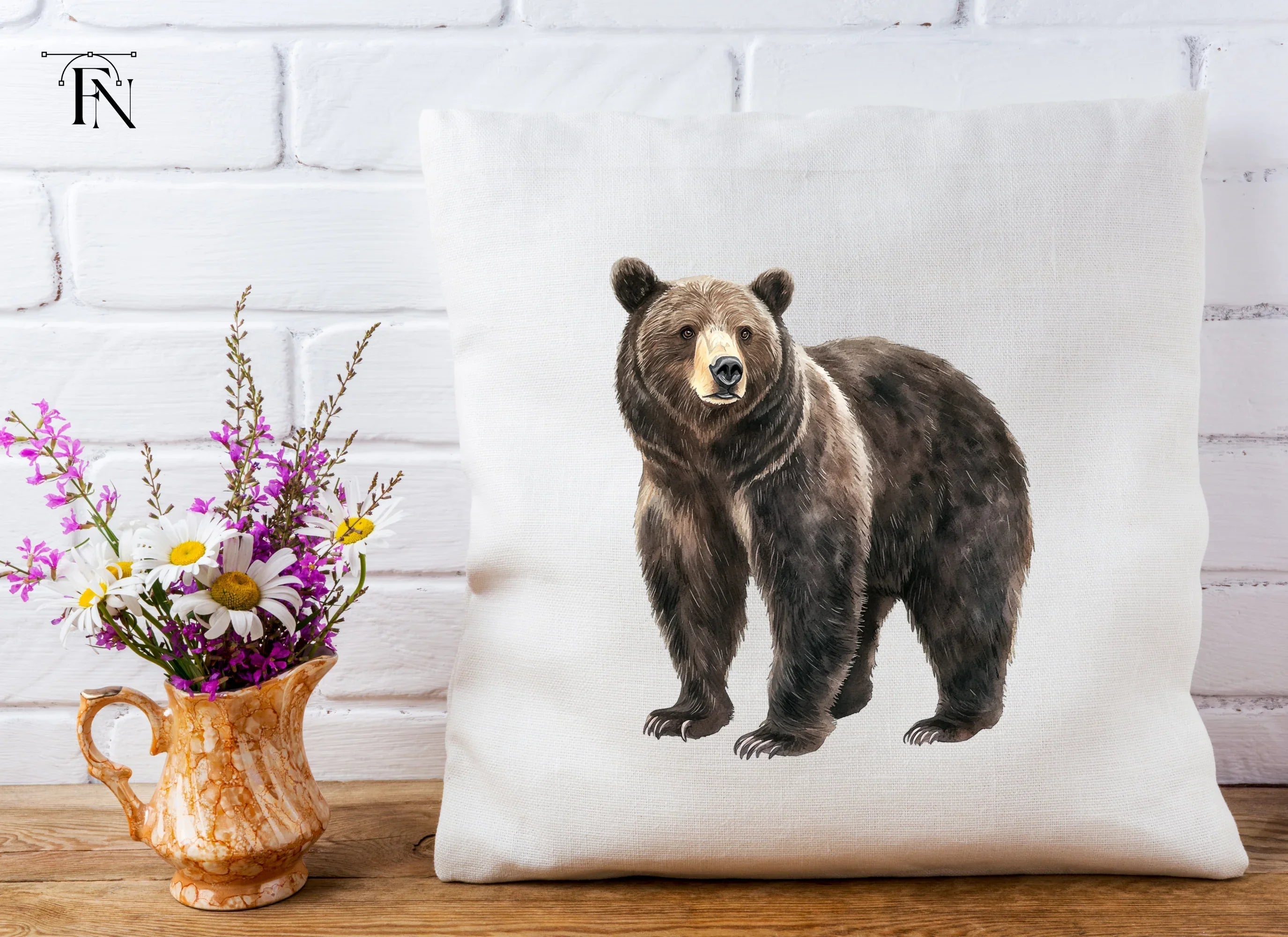 Standing Grizzly Bear Duo Clipart Bundle