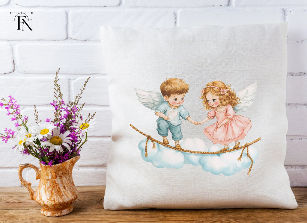 Cute Angel Couples on Cloud Clipart Bundle
