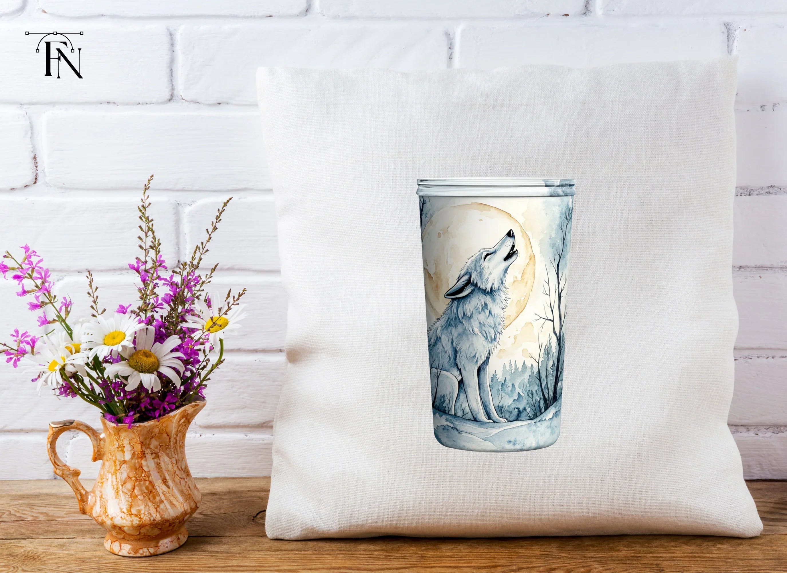 Wolf Howling at Moon Clipart Bundle