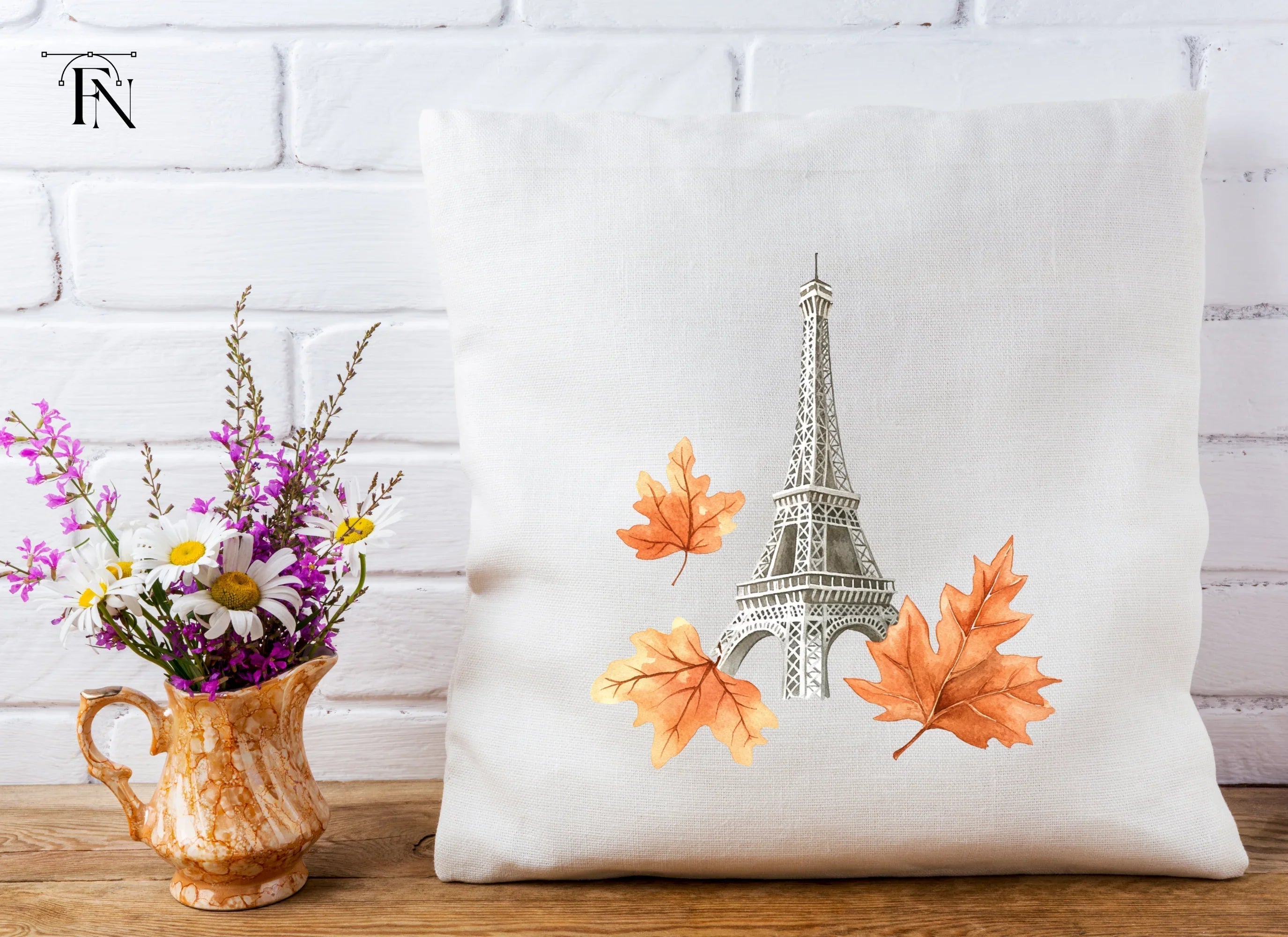 Eiffel Tower Autumn Leaves Clipart Bundle