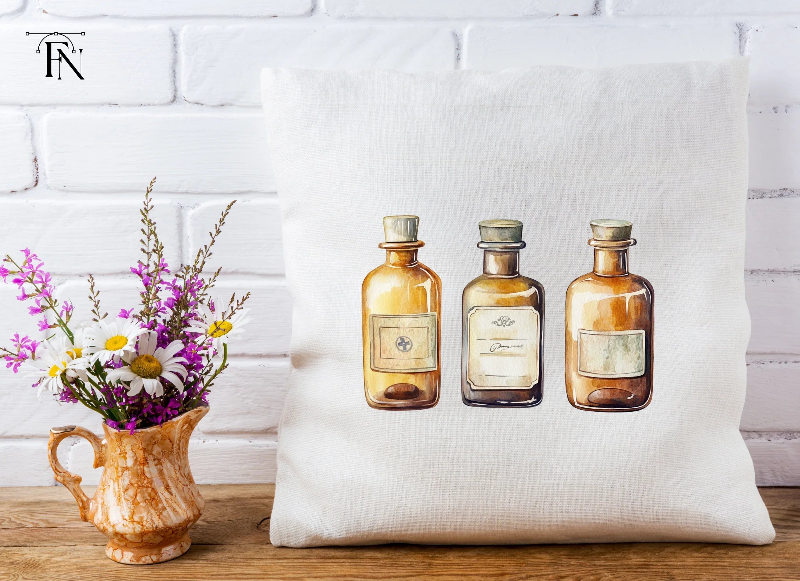 Vintage Brown Potion Bottles Clipart Bundle
