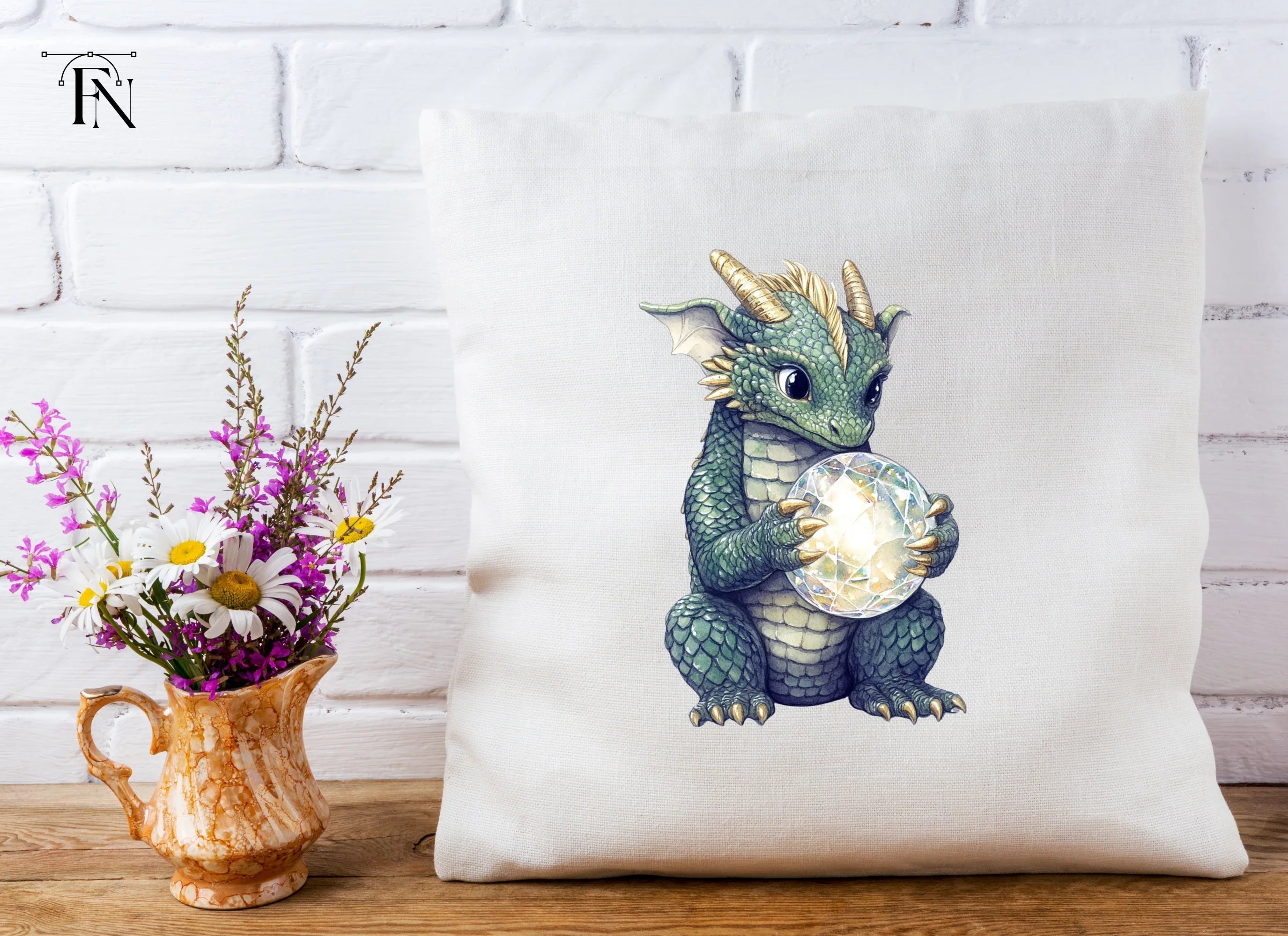 Baby Dragon with Crystal Clipart Bundle