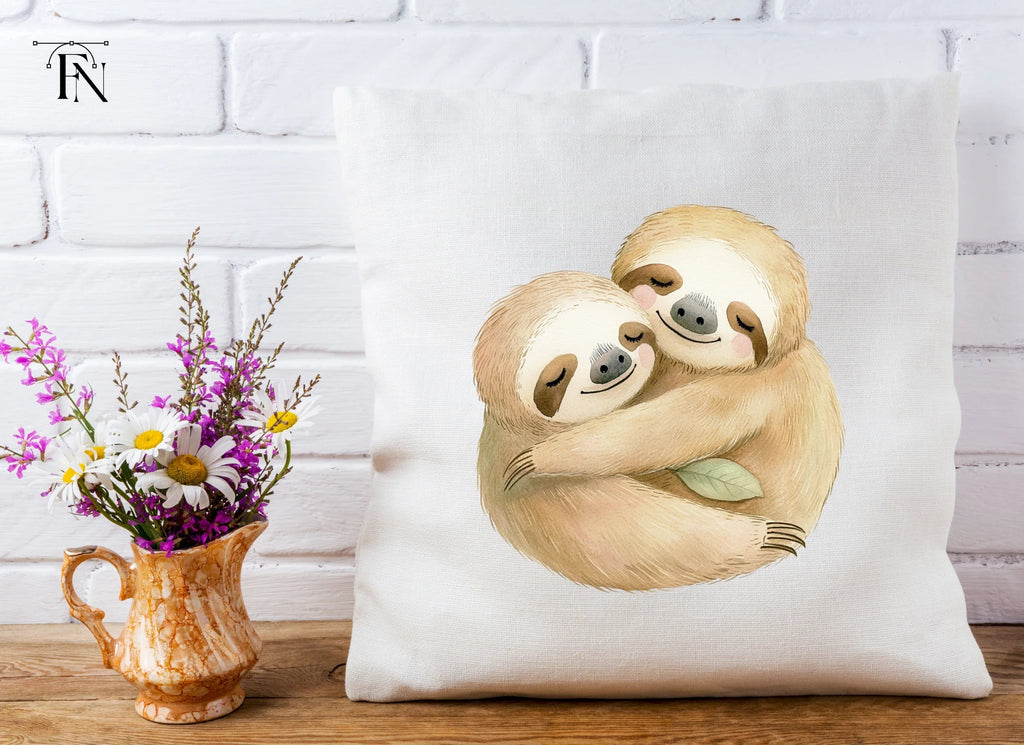Cute Sloth Couple Hugging Clipart Bundle