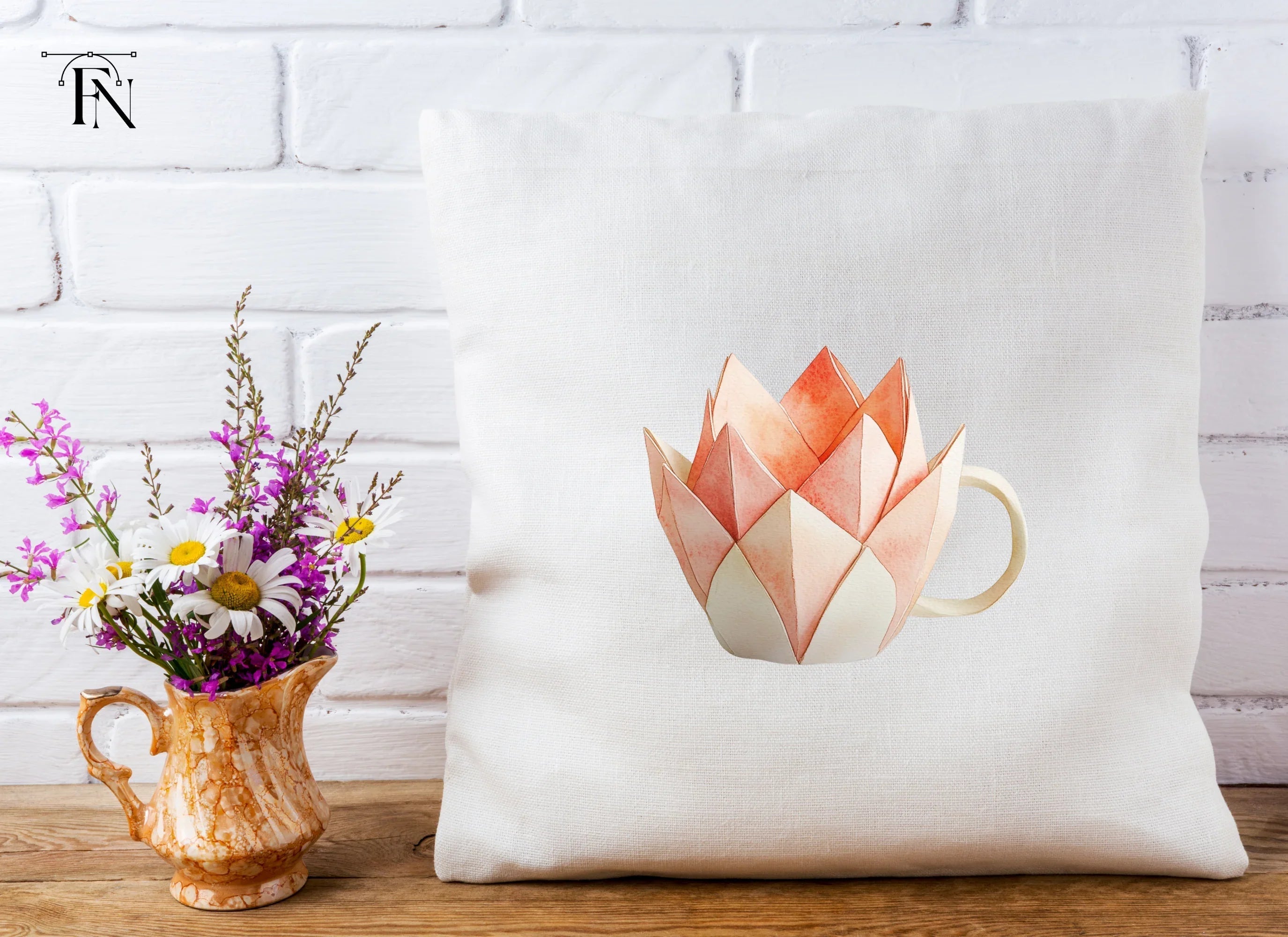 Elegant Lotus Teacup Clipart Bundle