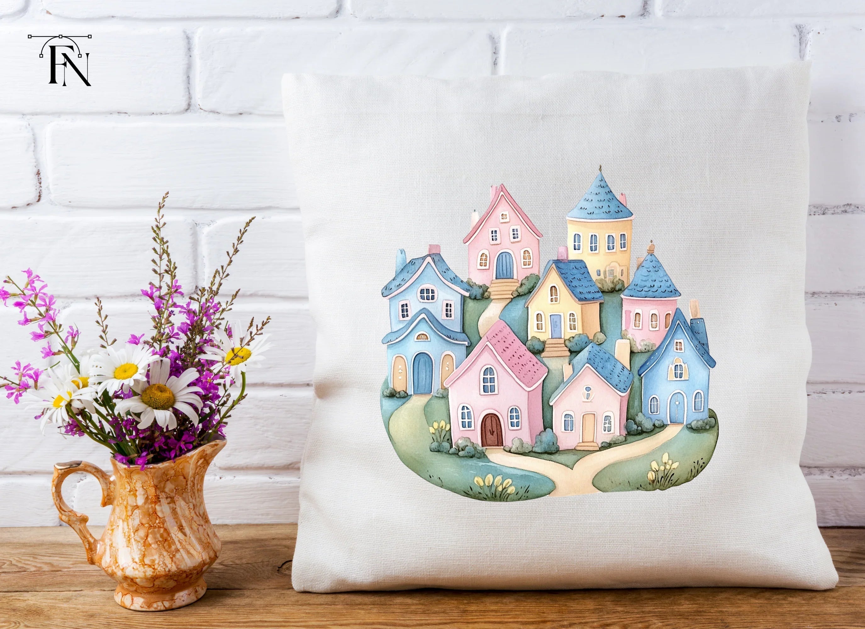 Whimsical Hillside Village Clipart Bundle
