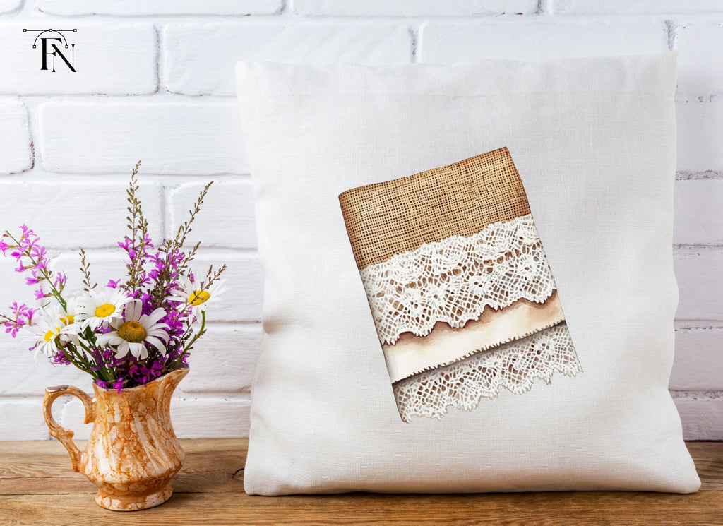 Burlap and Lace Border Clipart Bundle