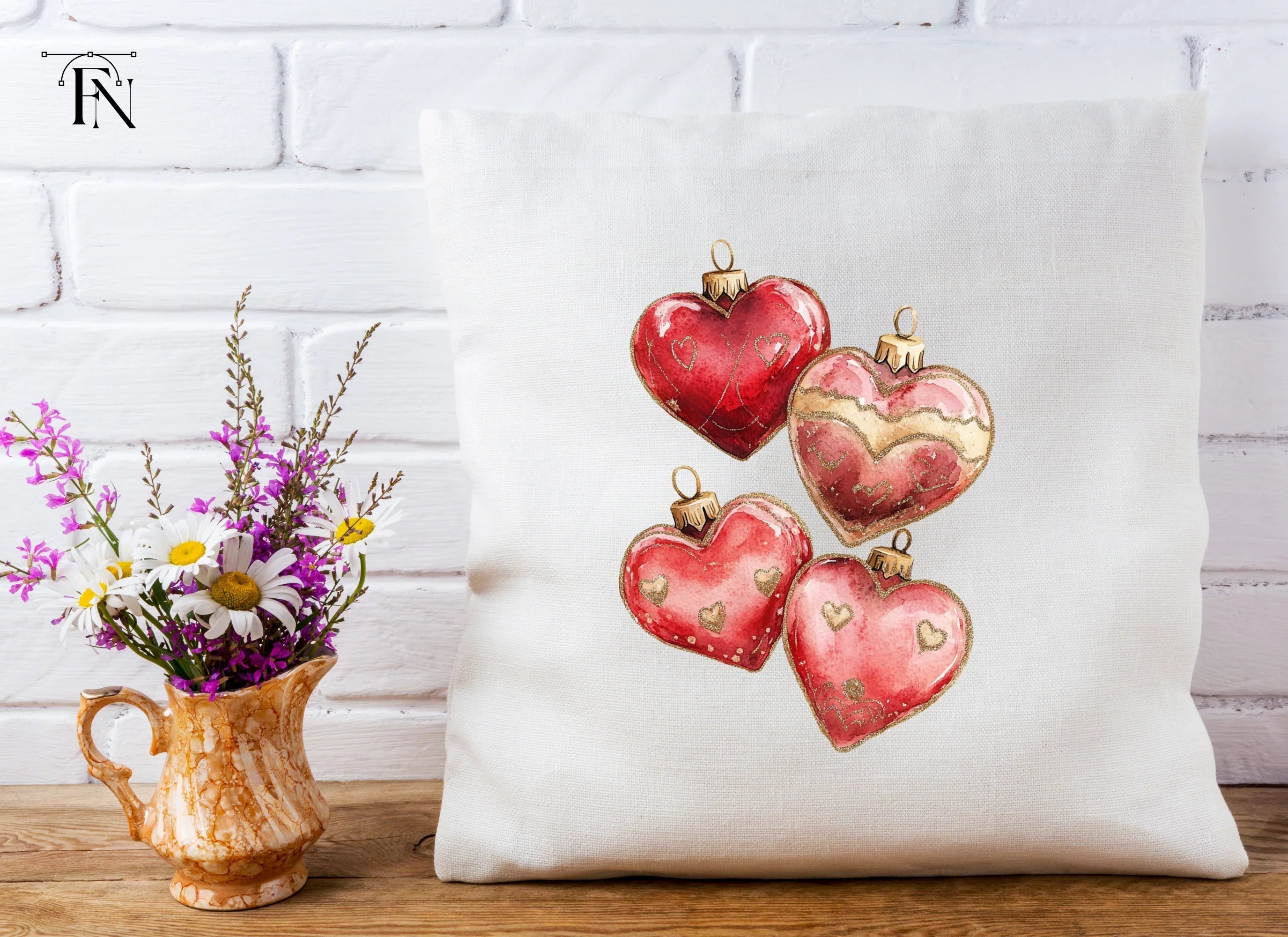 Assorted Heart Ornaments Clipart Bundle