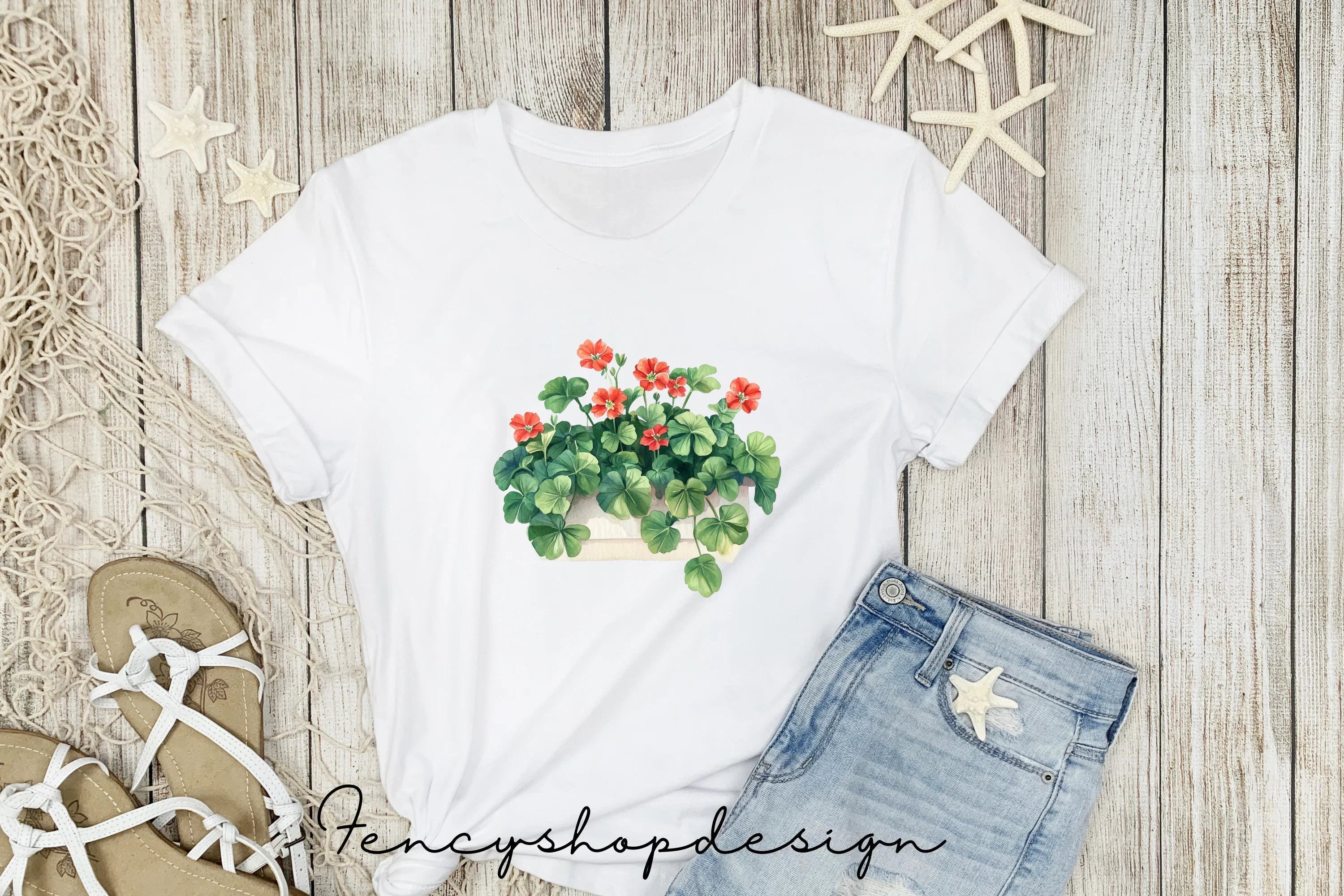 Geraniums Balcony Clipart Bundle
