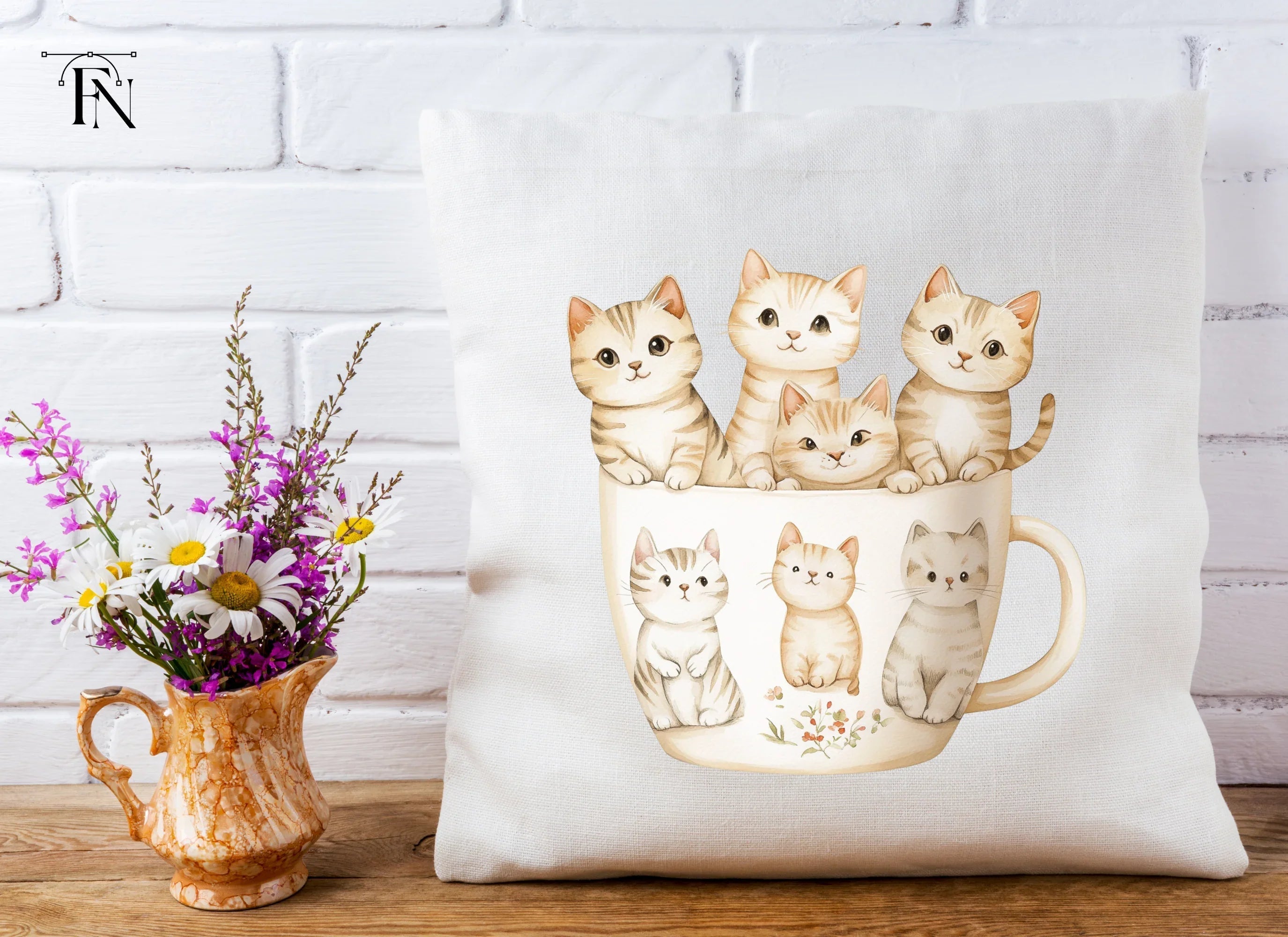 Kittens in Mugs Clipart Bundle