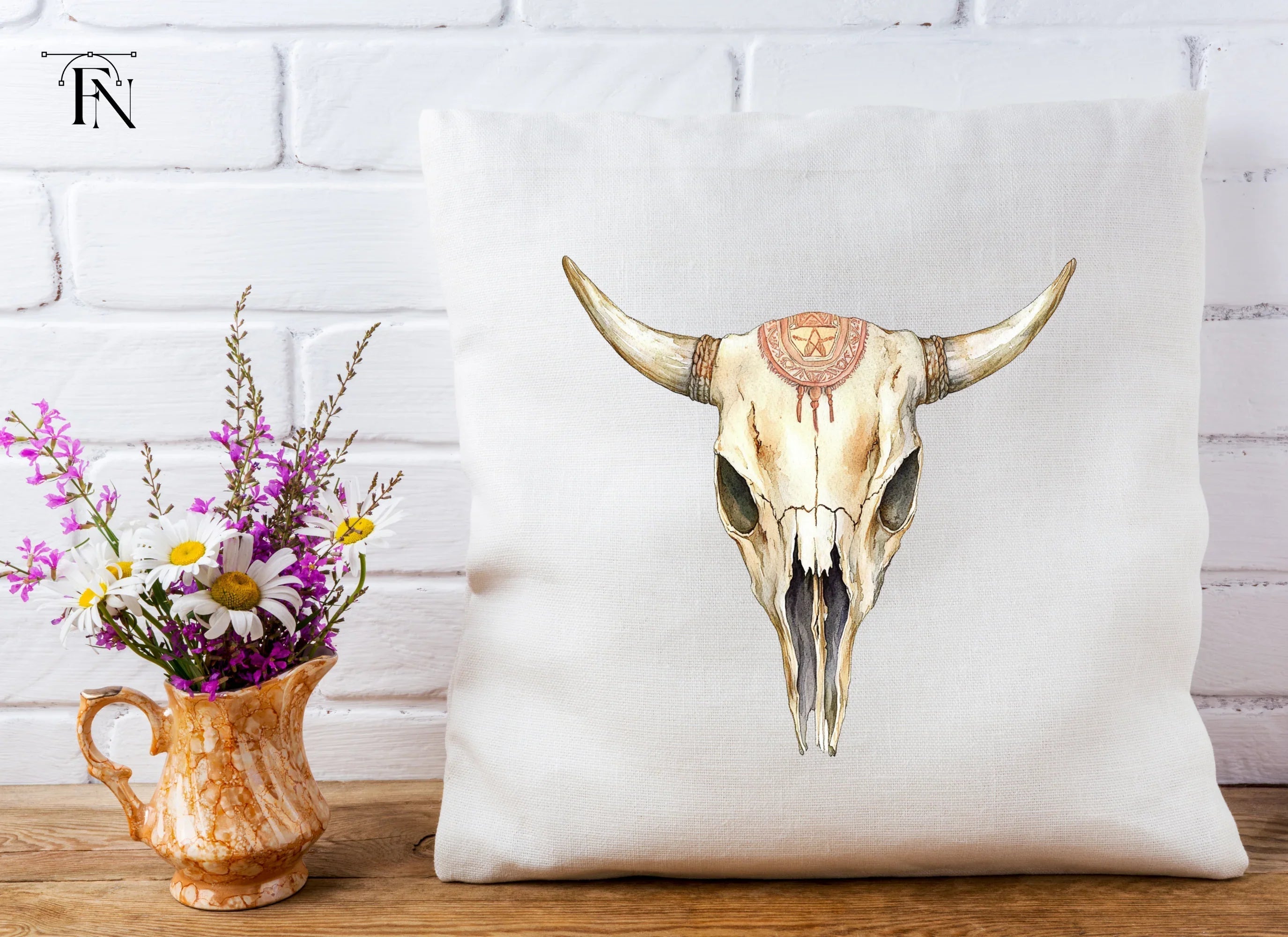 Rustic Bull Skull Clipart Bundle