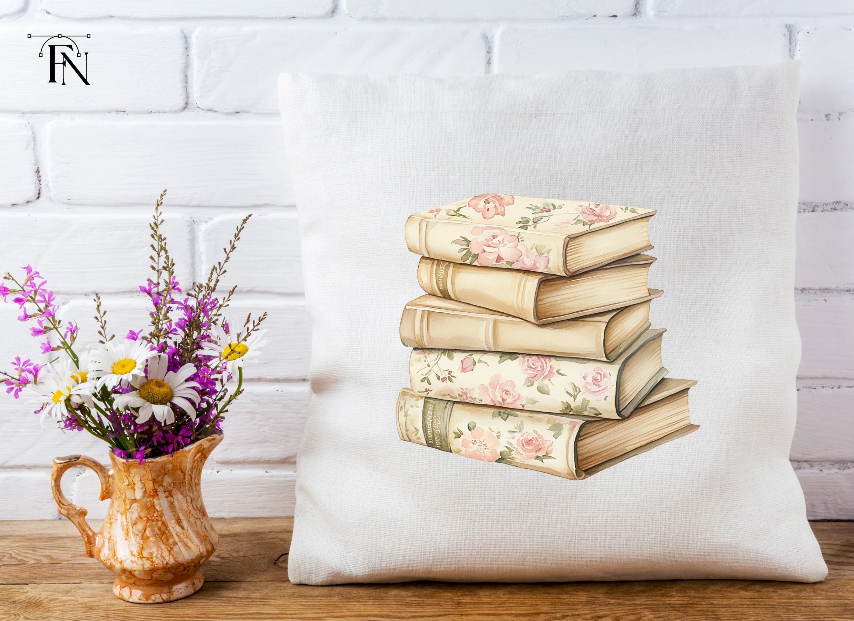 Vintage Floral Book Stacks Clipart Bundle