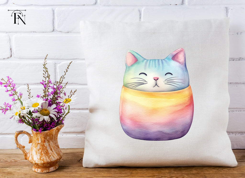 Cute Rainbow Cat Clipart Bundle