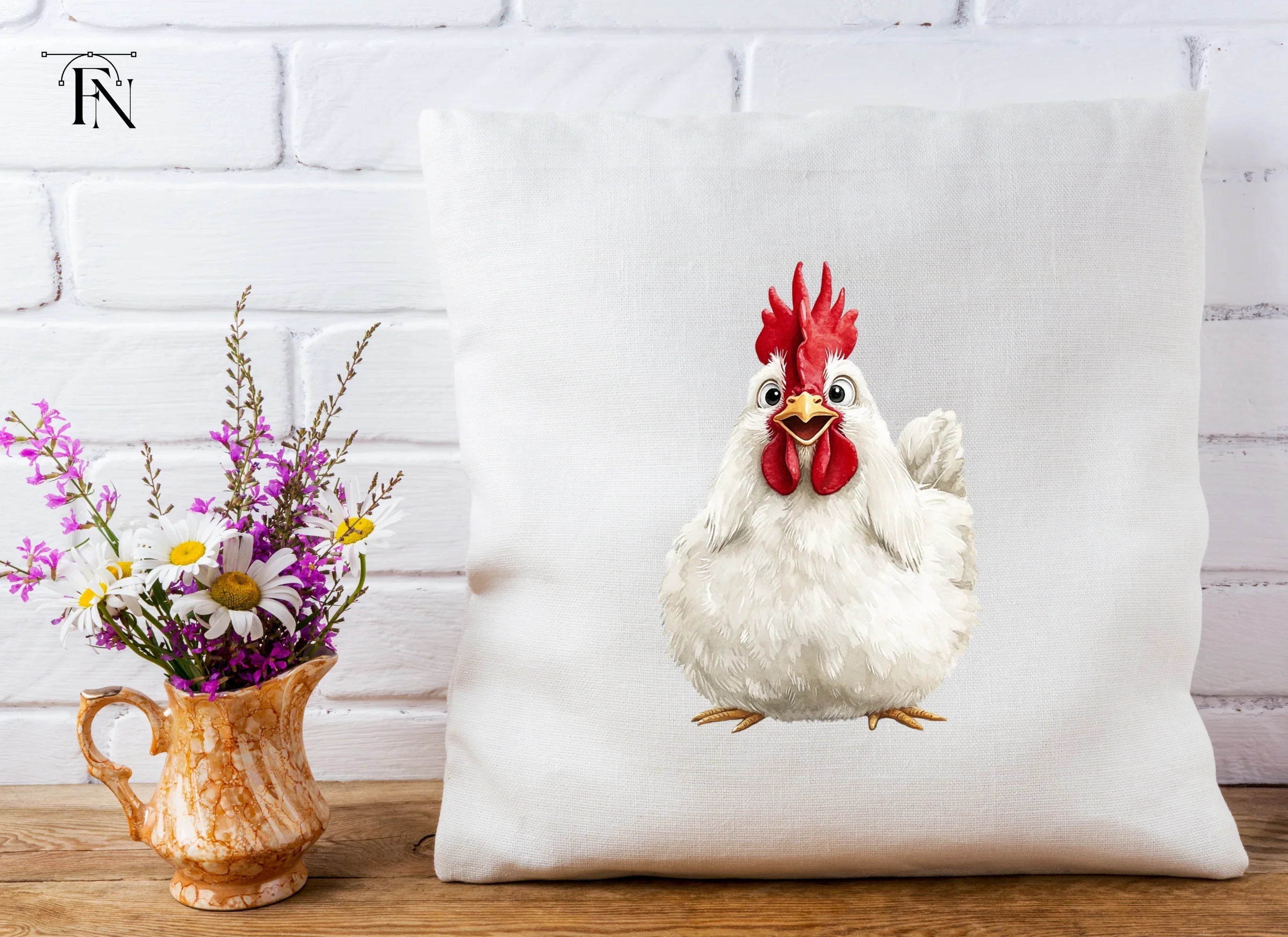 Happy White Chicken Clipart Bundle
