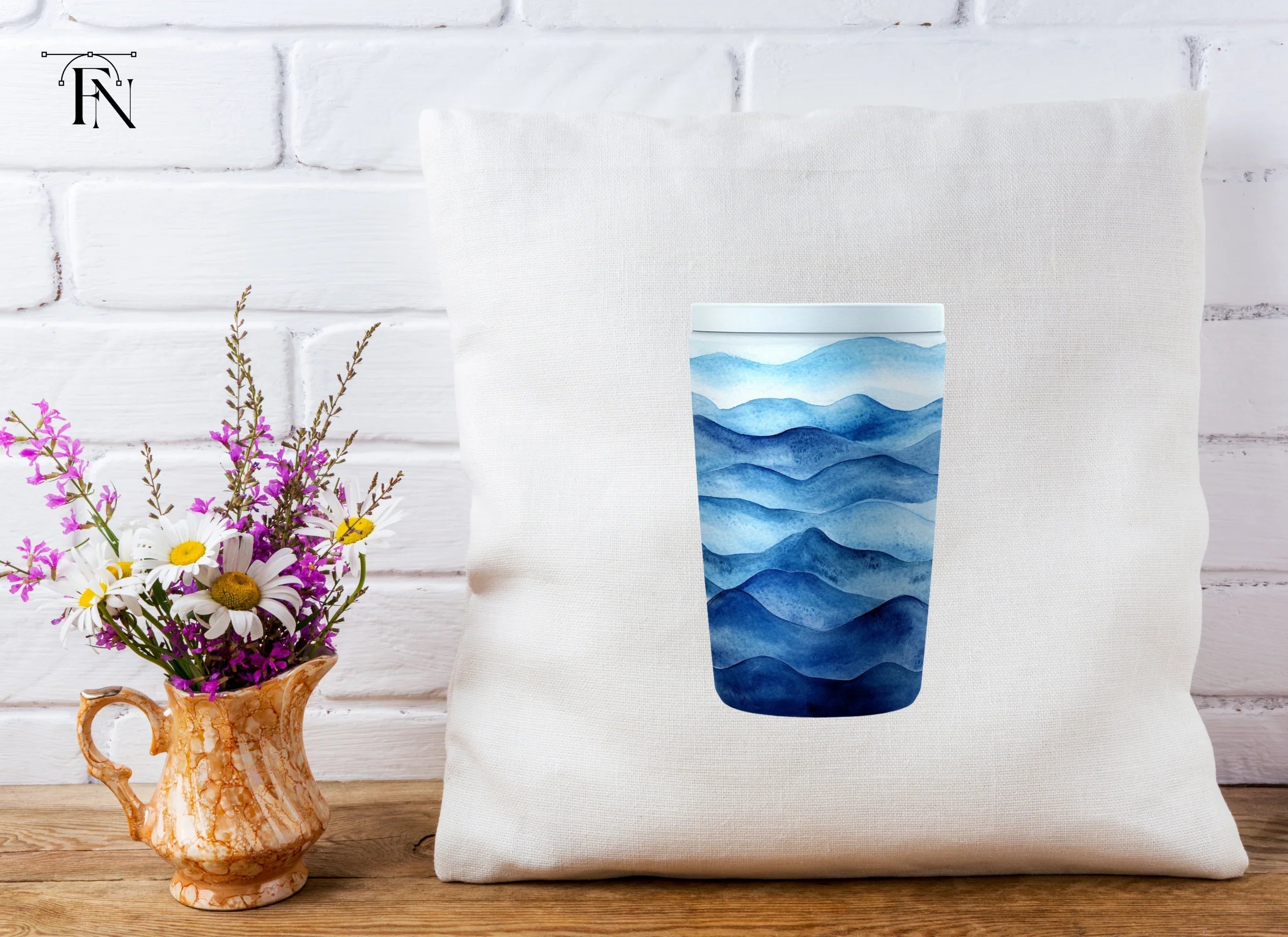 Blue Waves Tumbler Clipart Bundle