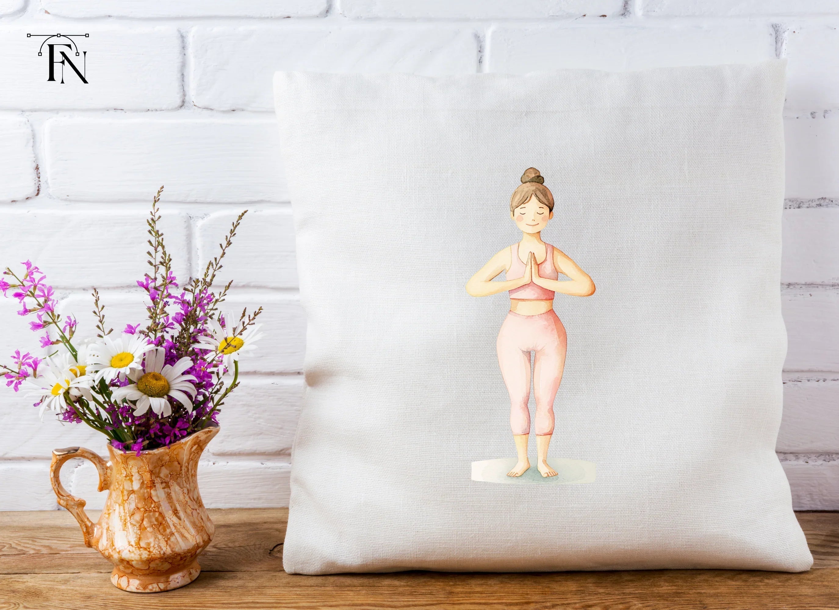 Yoga Girl Peaceful Standing Pose Clipart Bundle