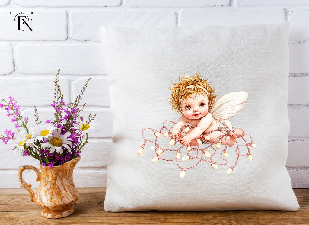 Playful Baby Angel with Pink Lights Clipart Bundle