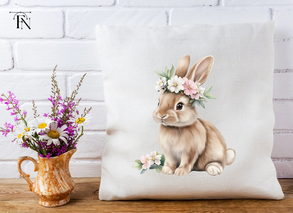 Cute Bunnies with Flower Crowns Clipart Bundle