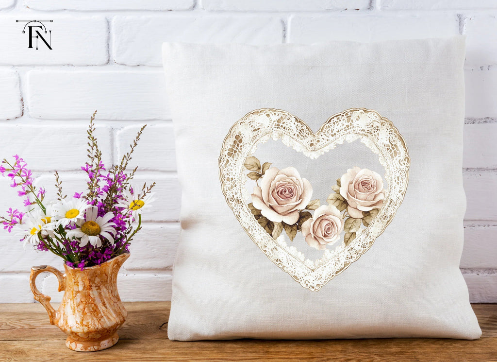Lace Heart Rose Clipart Bundle