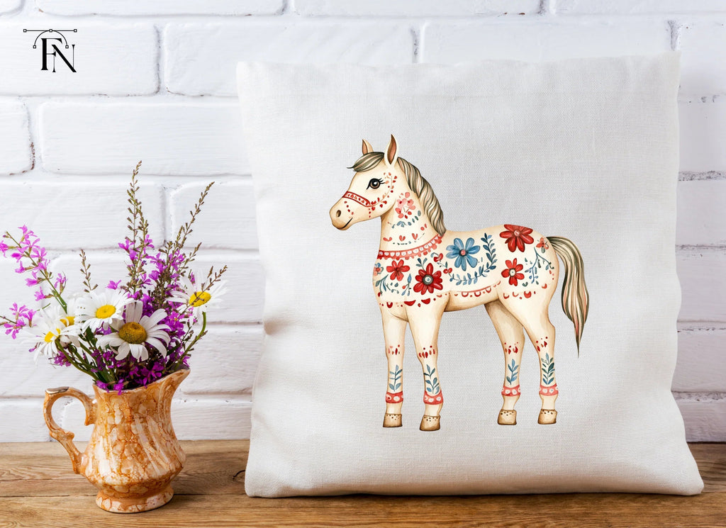 Floral Painted Horses Clipart Bundle