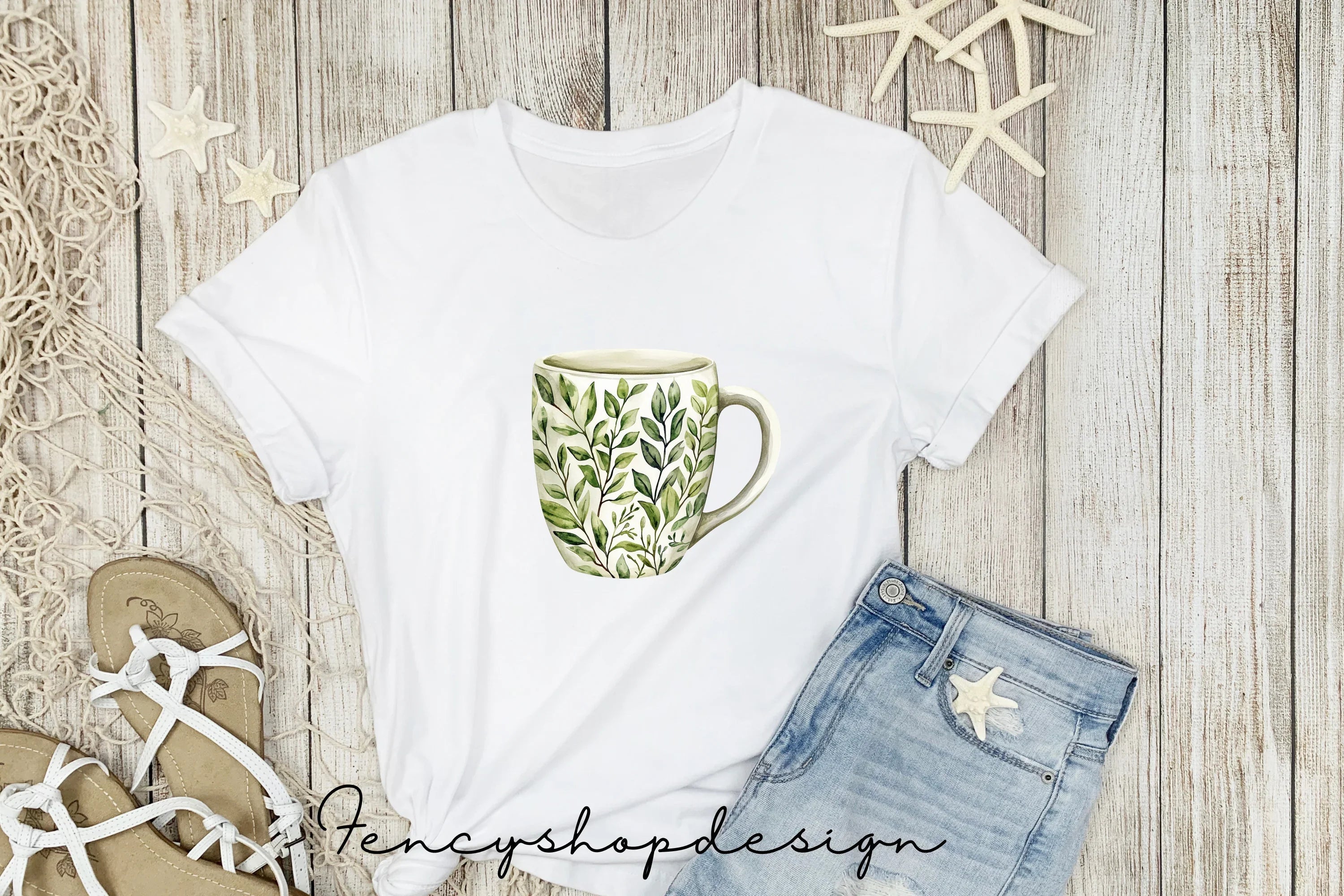 Green Plants Mugs Clipart Bundle