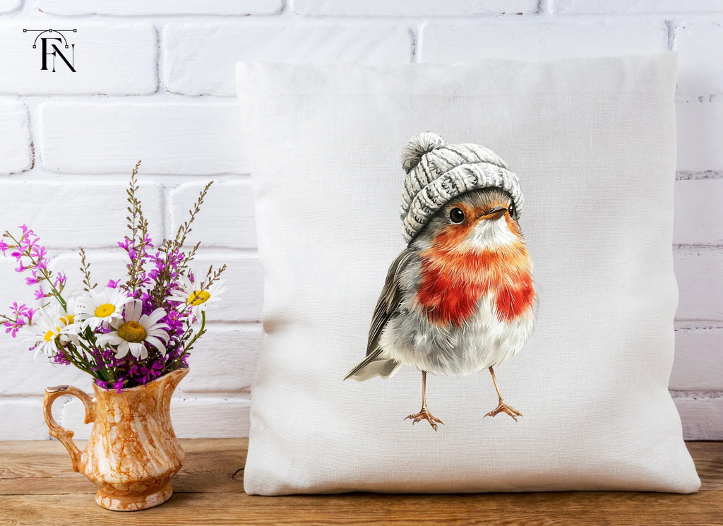 Cute Robin Bird in Winter Hat Clipart Bundle