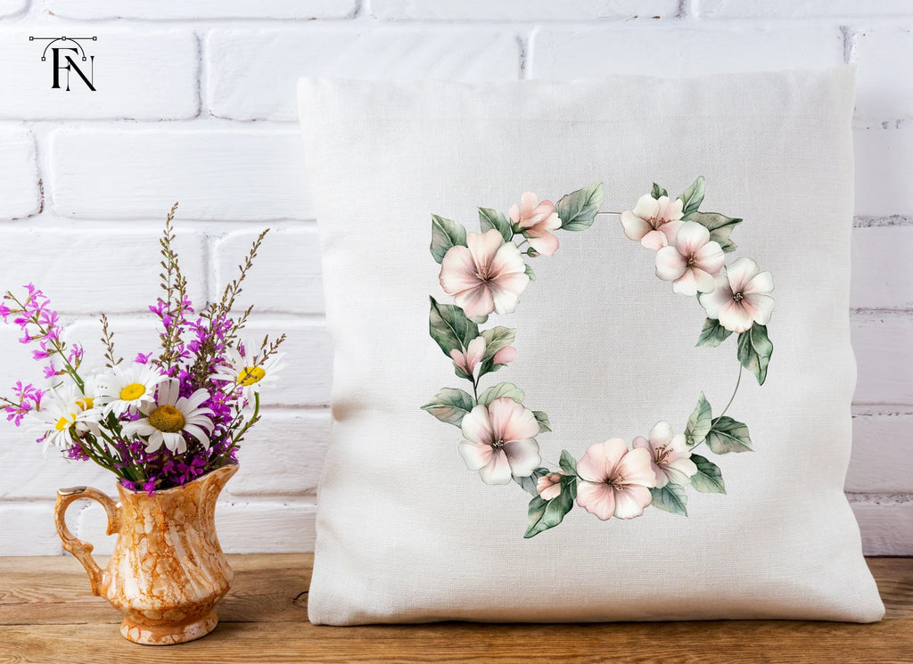 Blush Pink Floral Wreath Clipart Bundle
