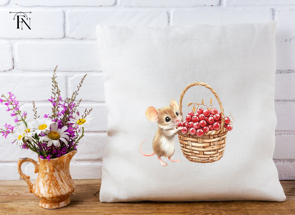 Cute Mice with Berry Baskets Clipart Bundle
