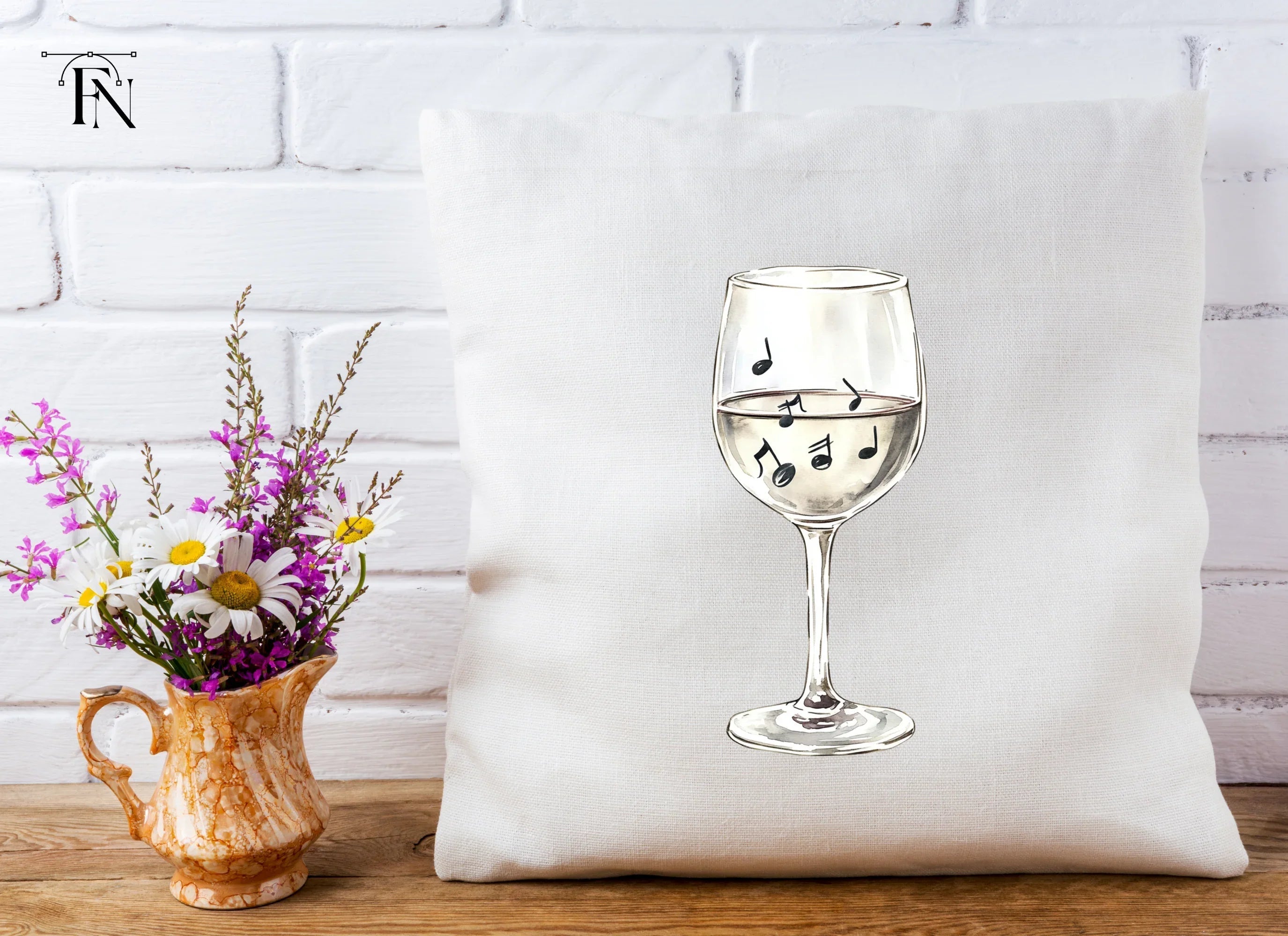 Wine Glasses with Musical Notes Clipart Bundle