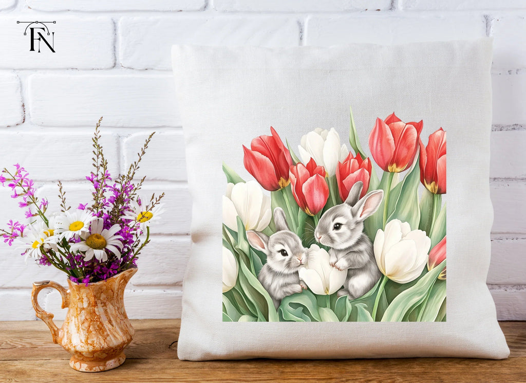Baby Bunnies in Tulip Garden Clipart Bundle