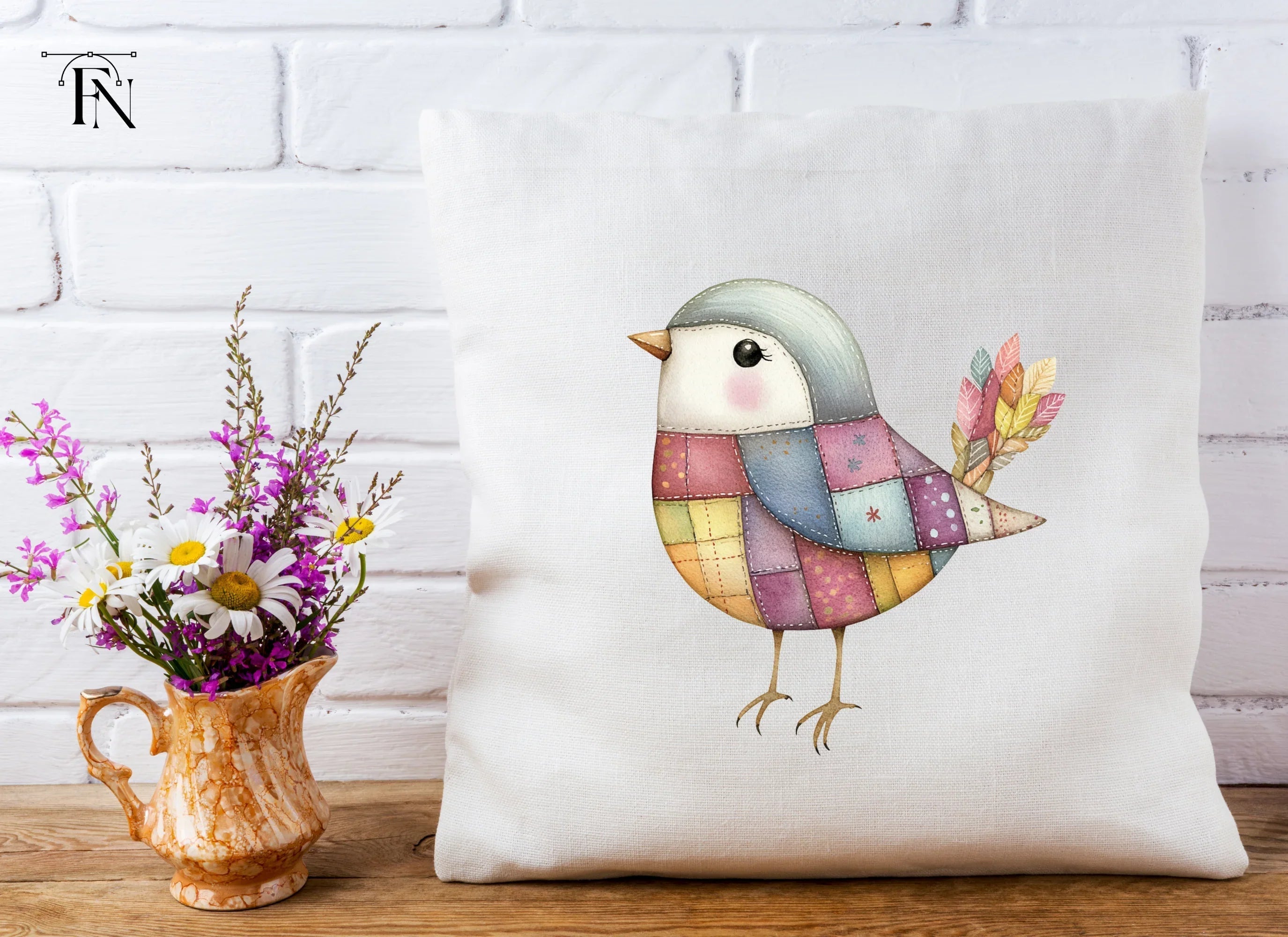 Cute Patchwork Bird Clipart Bundle