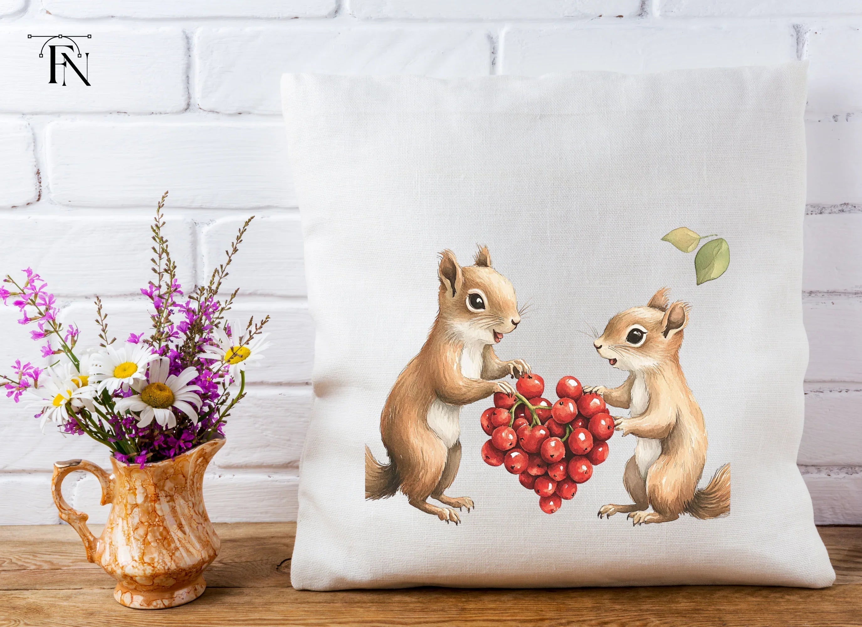 Adorable Squirrels with Berries Clipart Bundle