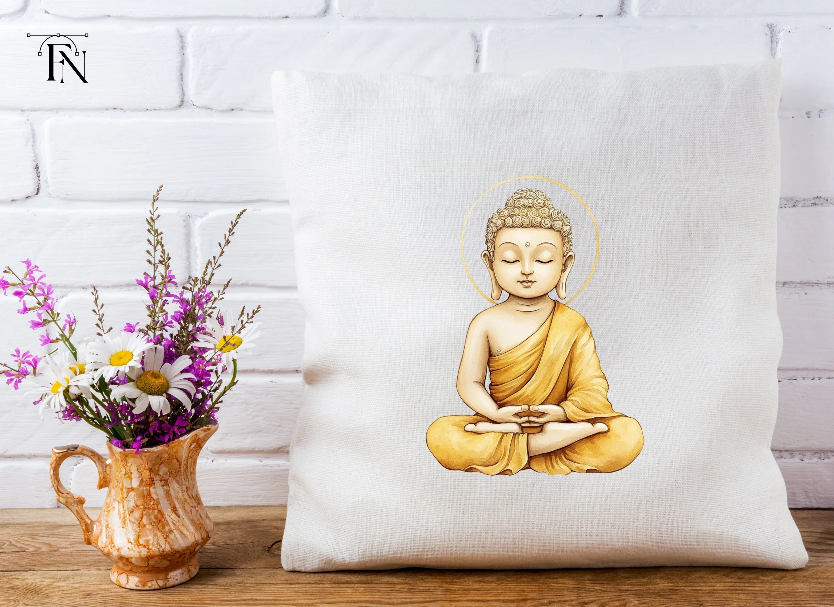 Meditating Buddha with Halo Clipart Bundle