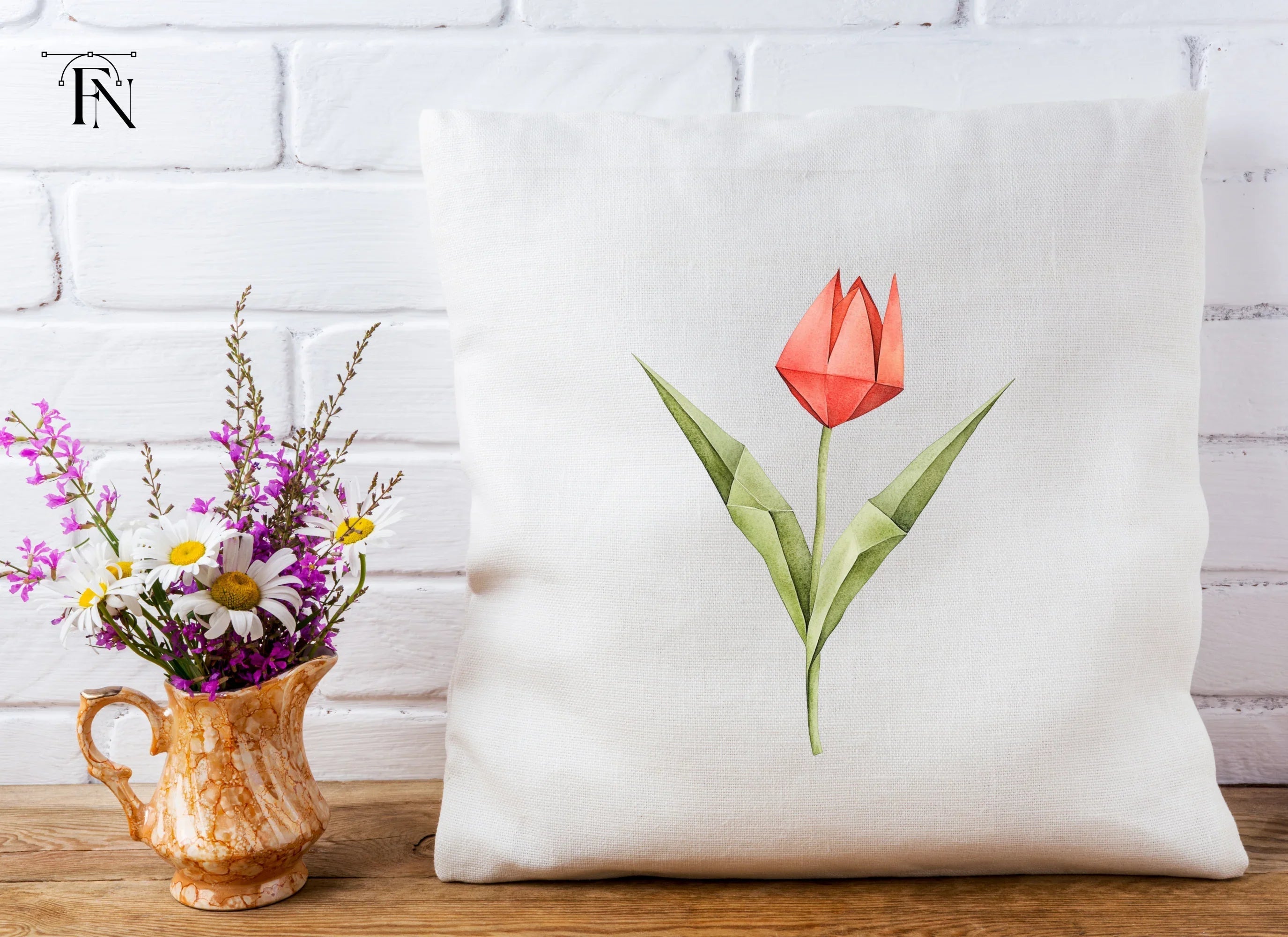 Elegant Origami Tulip Clipart Bundle