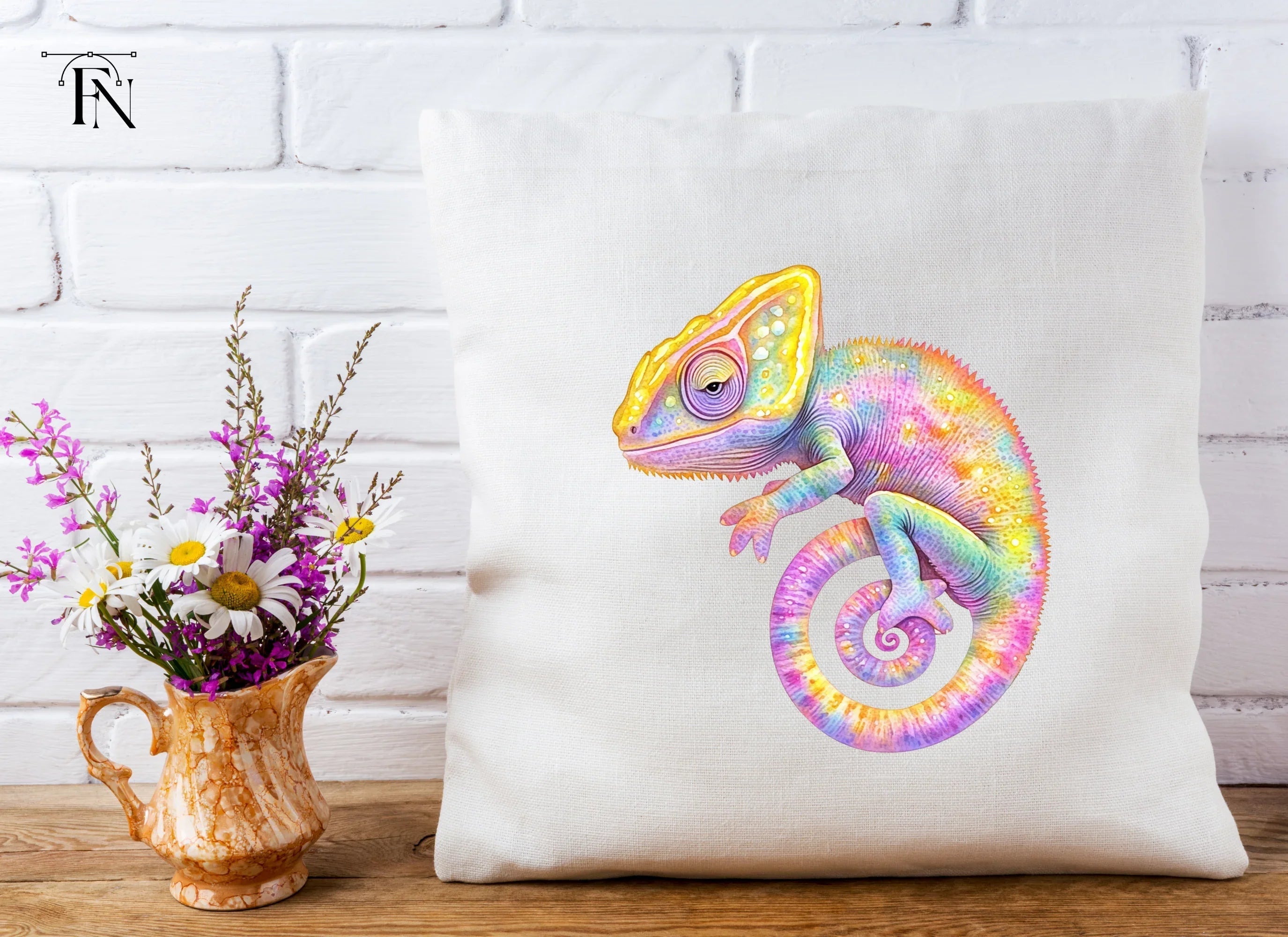 Vibrant Rainbow Chameleon Clipart Bundle