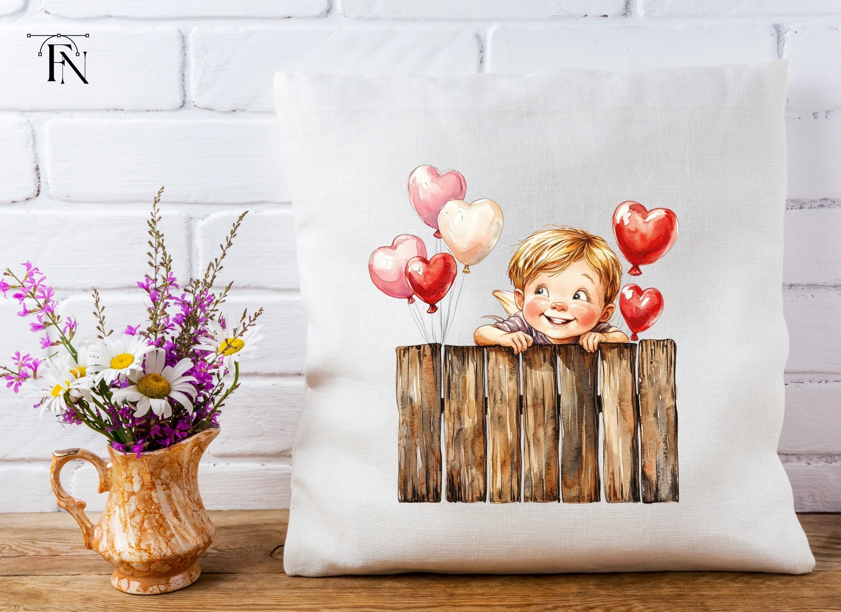 Cute Cupid with Heart Balloons Clipart Bundle