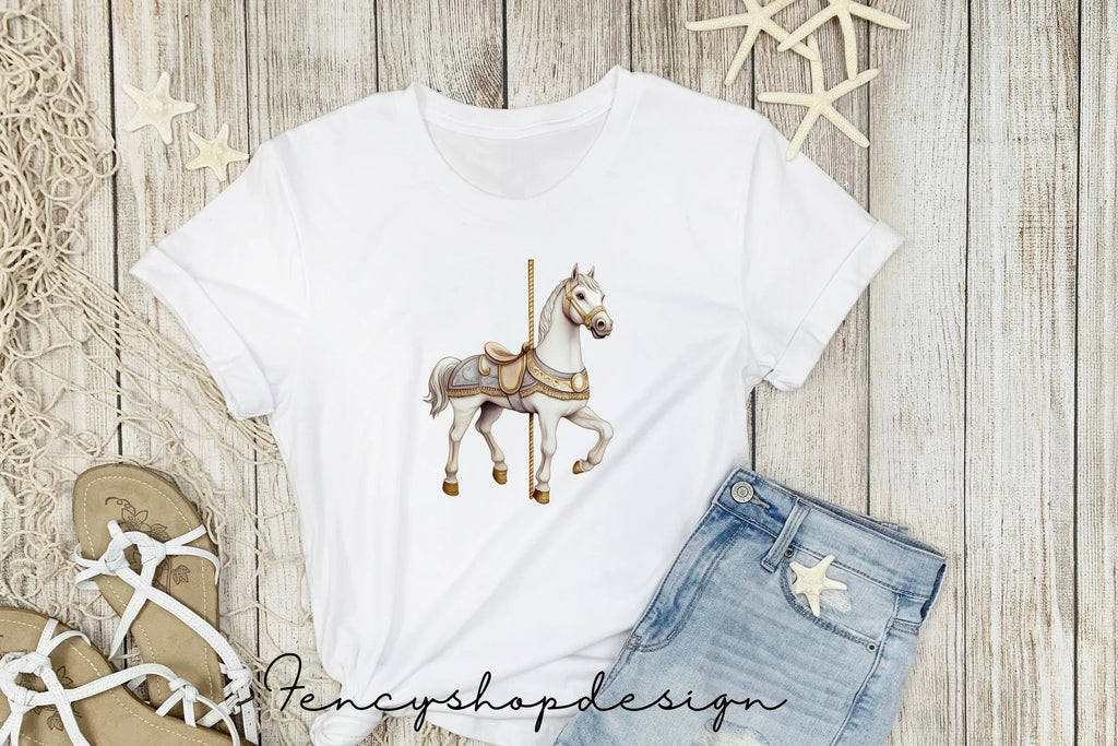 Elegant Carousel Horse and Unicorn Clipart Bundle