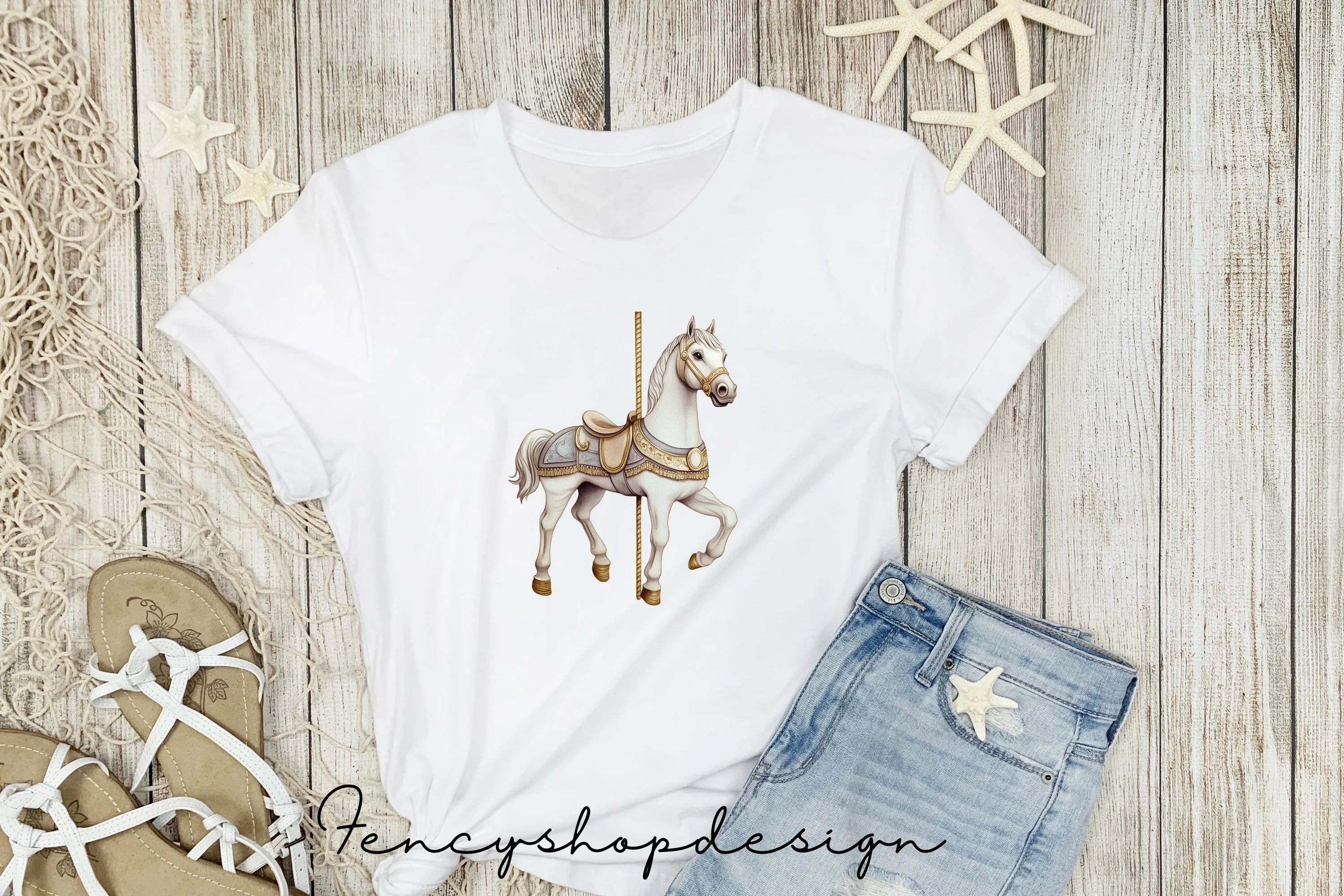 Elegant Carousel Horse and Unicorn Clipart Bundle