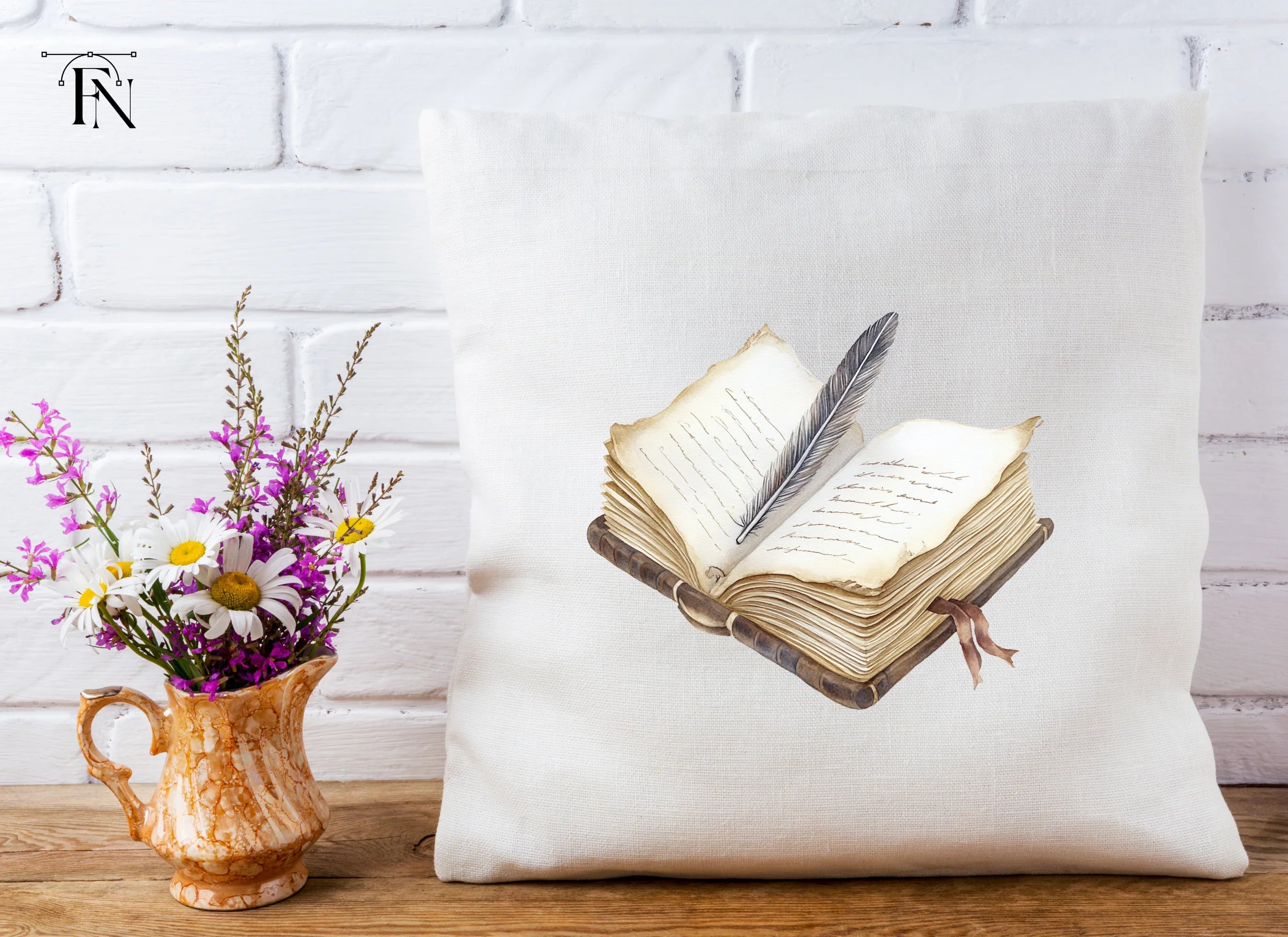 Vintage Open Book and Quill Clipart Bundle