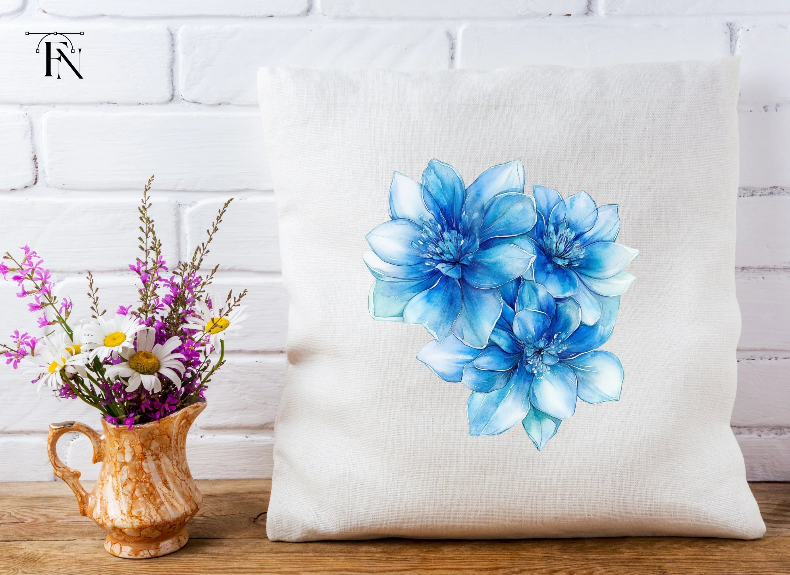 Exquisite Blue Floral Cluster Clipart Bundle